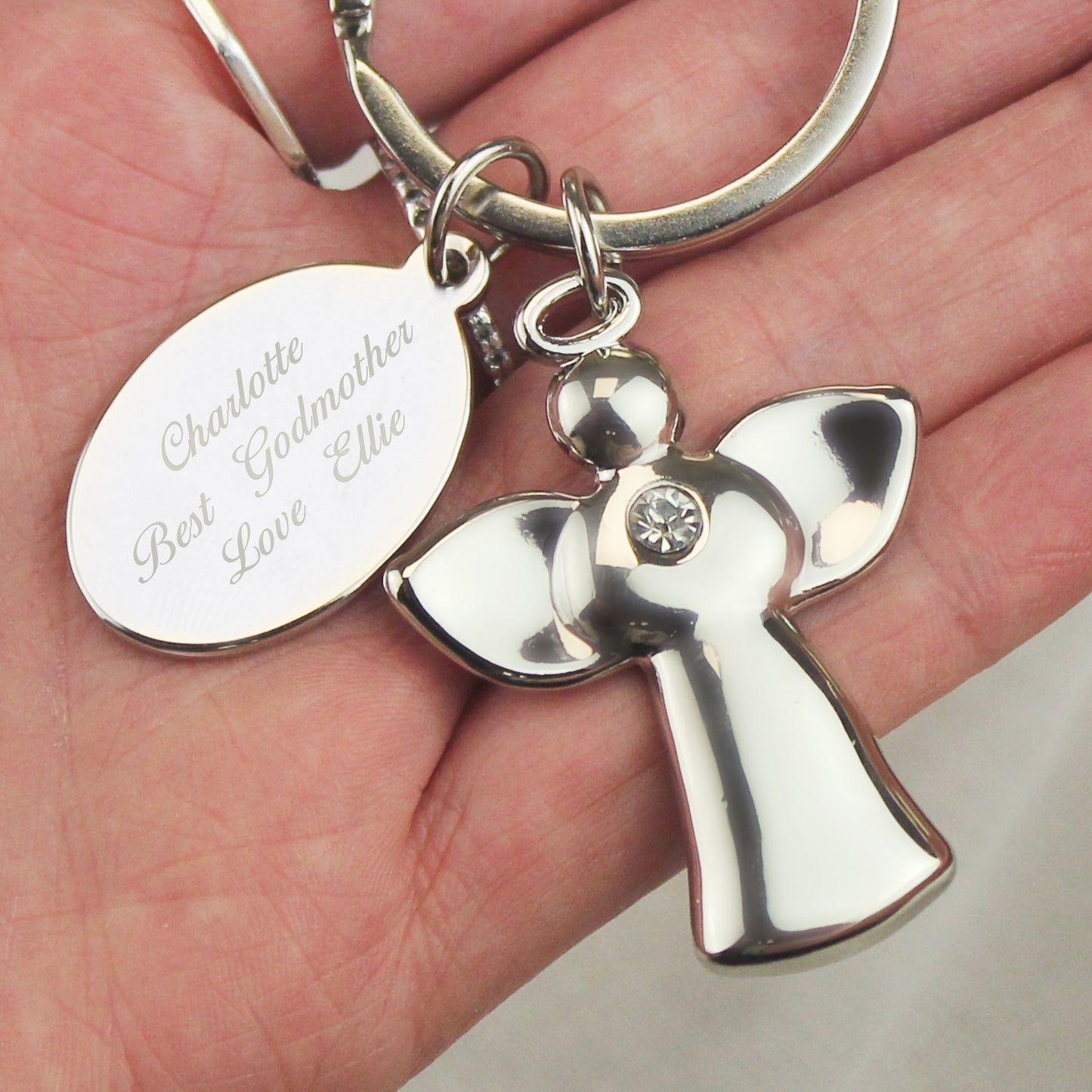 SILVER PLATED ANGEL KEYRING