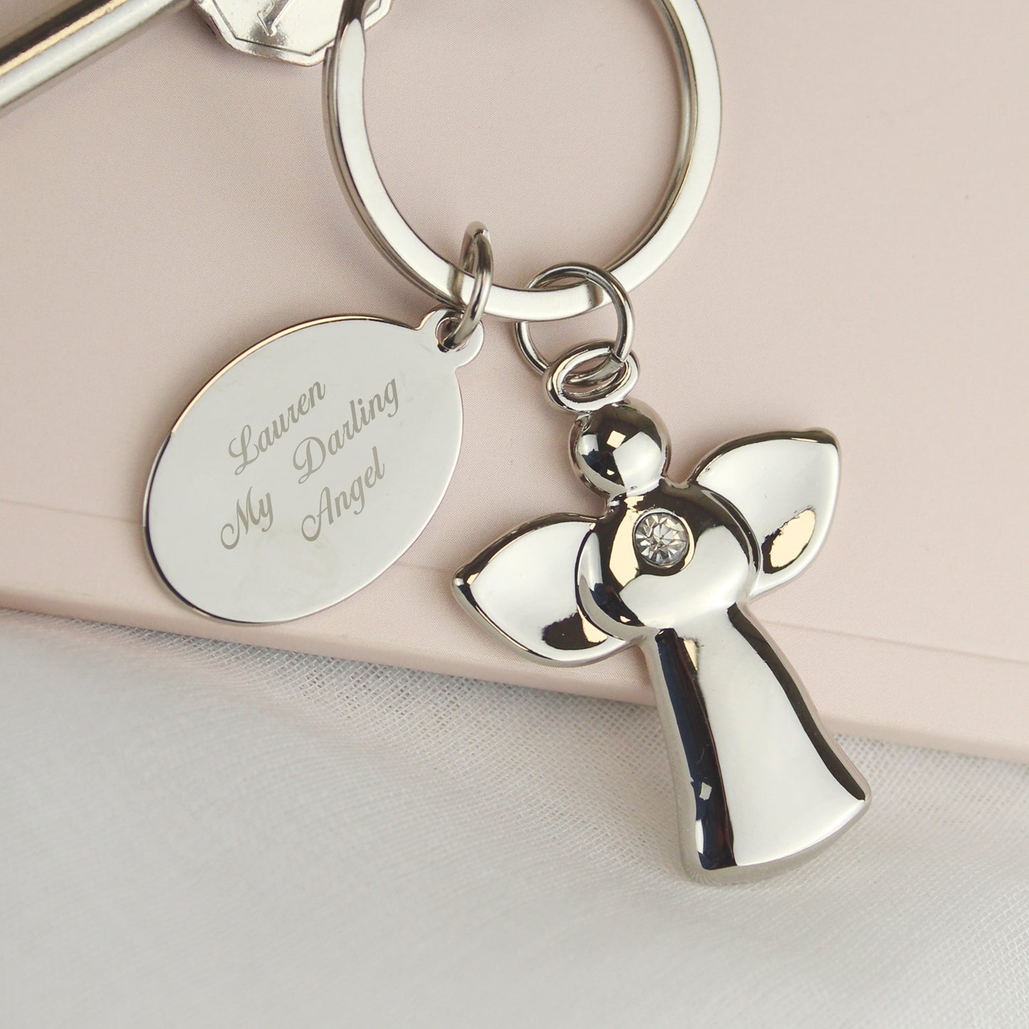 SILVER PLATED ANGEL KEYRING