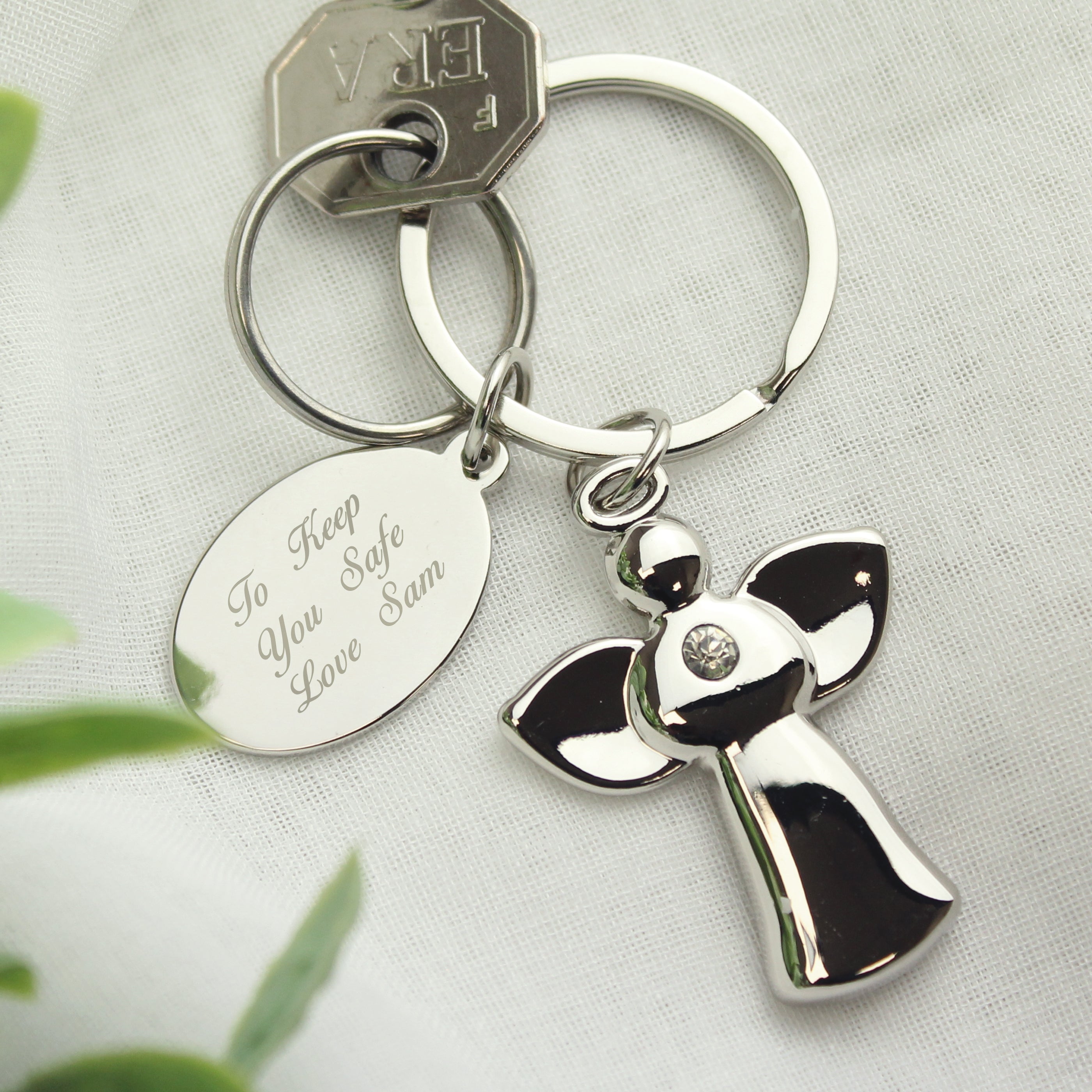 SILVER PLATED ANGEL KEYRING