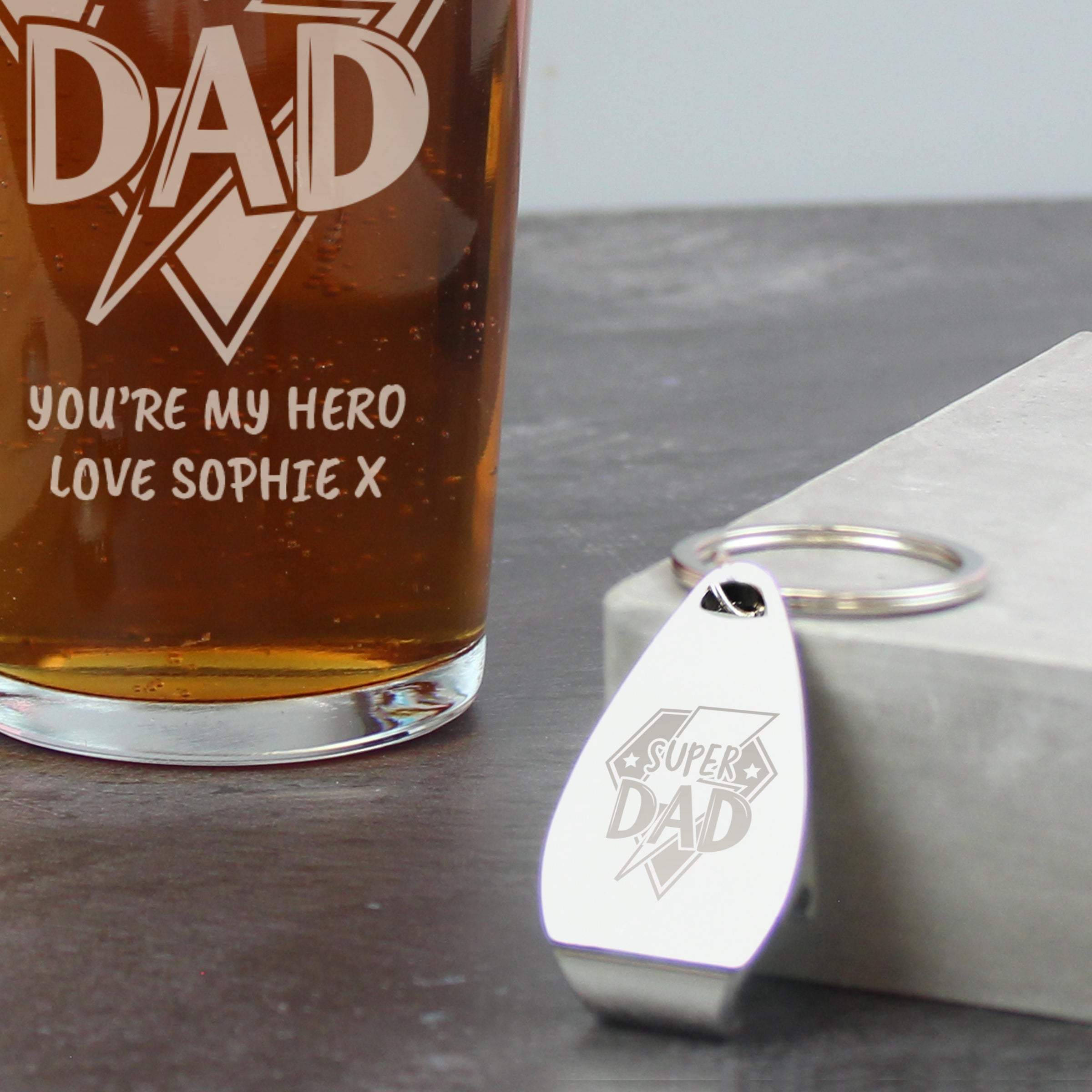SUPER DAD GLASS & BOTTLE OPENER