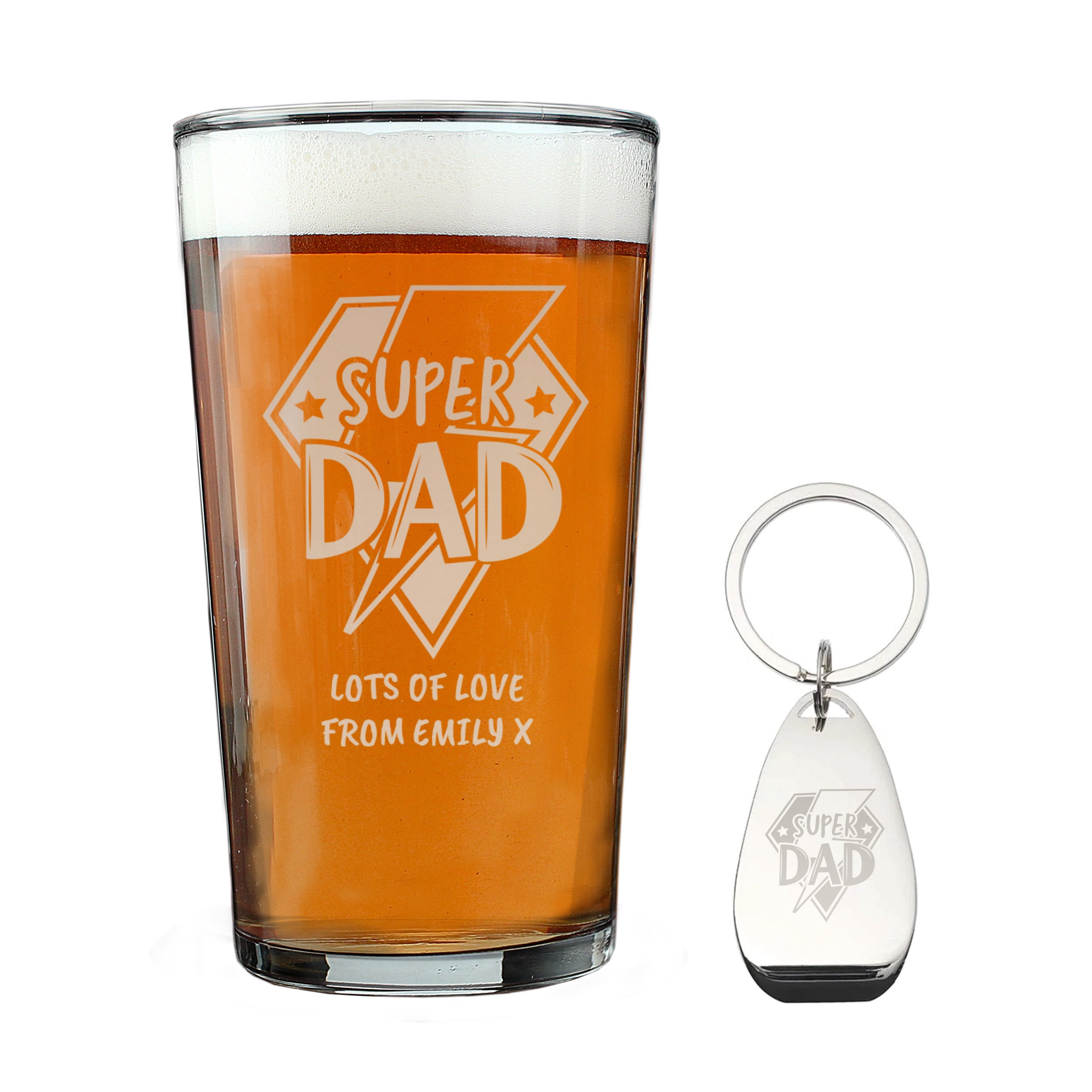 SUPER DAD GLASS & BOTTLE OPENER
