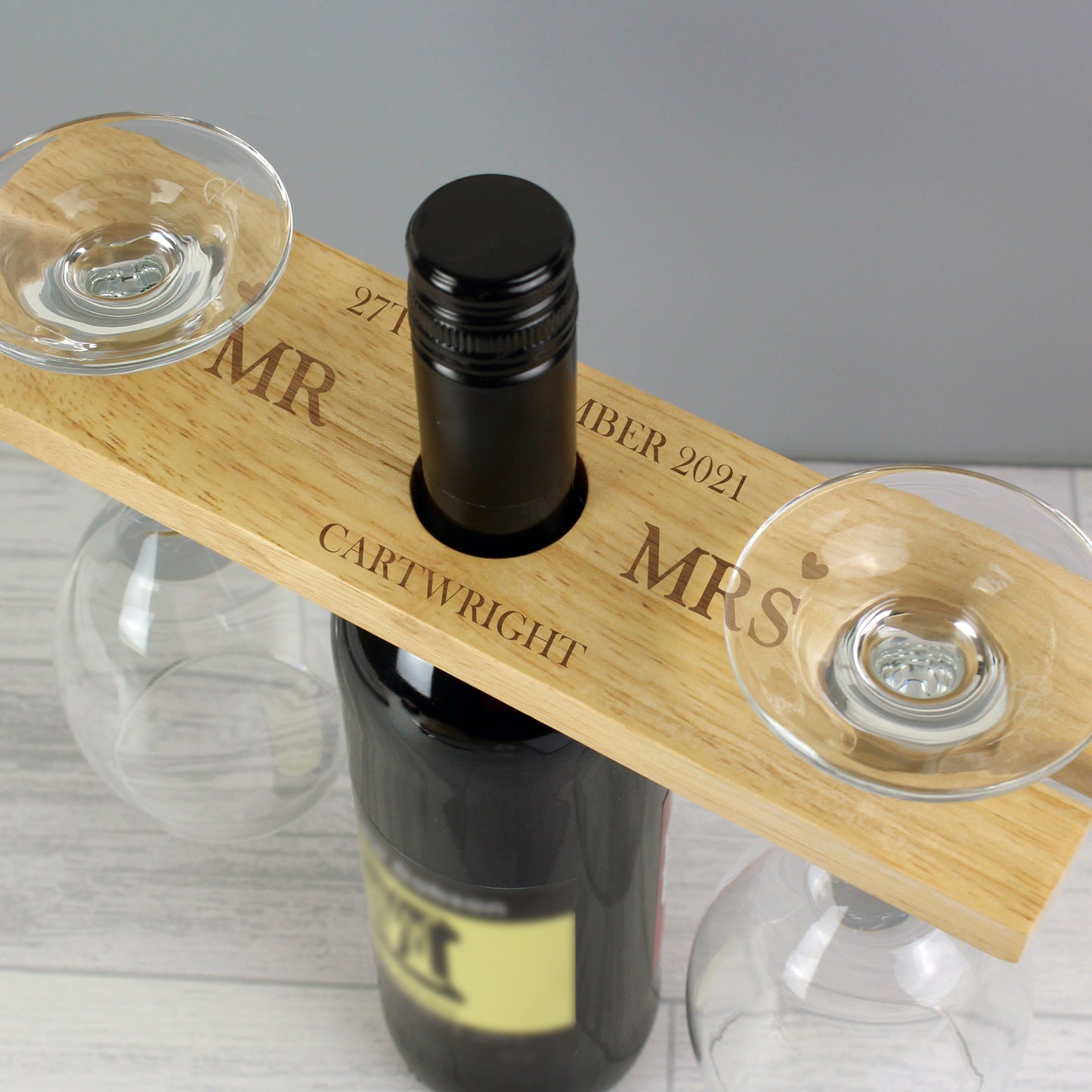 MARRIED COUPLE WINE GLASS & BOTTLE HOLDER