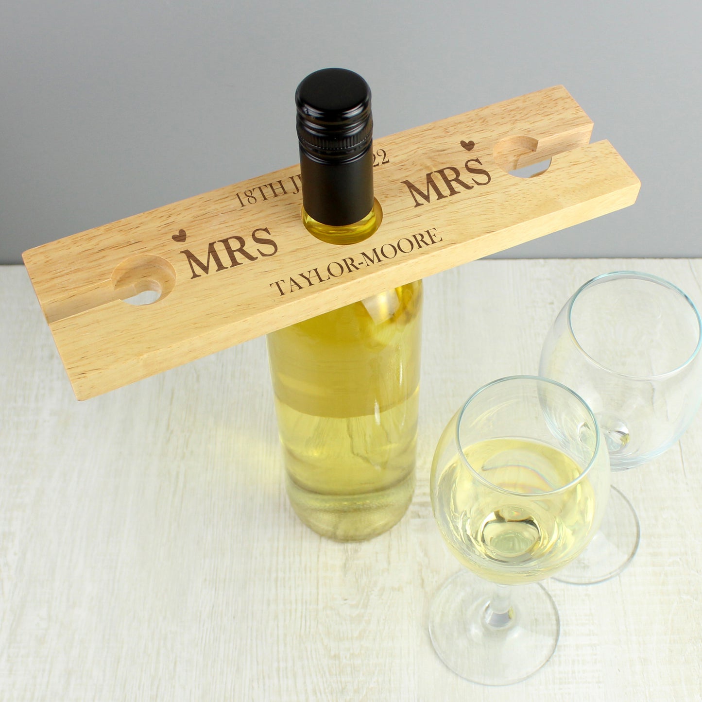 MARRIED COUPLE WINE GLASS & BOTTLE HOLDER