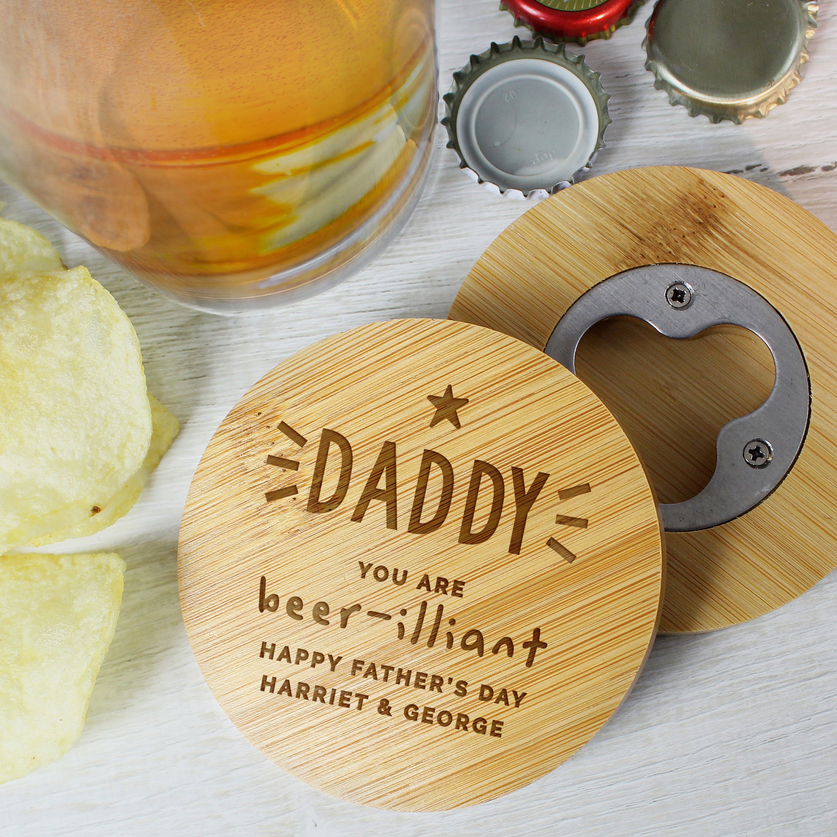 BAMBOO BOTTLE OPENER COASTER