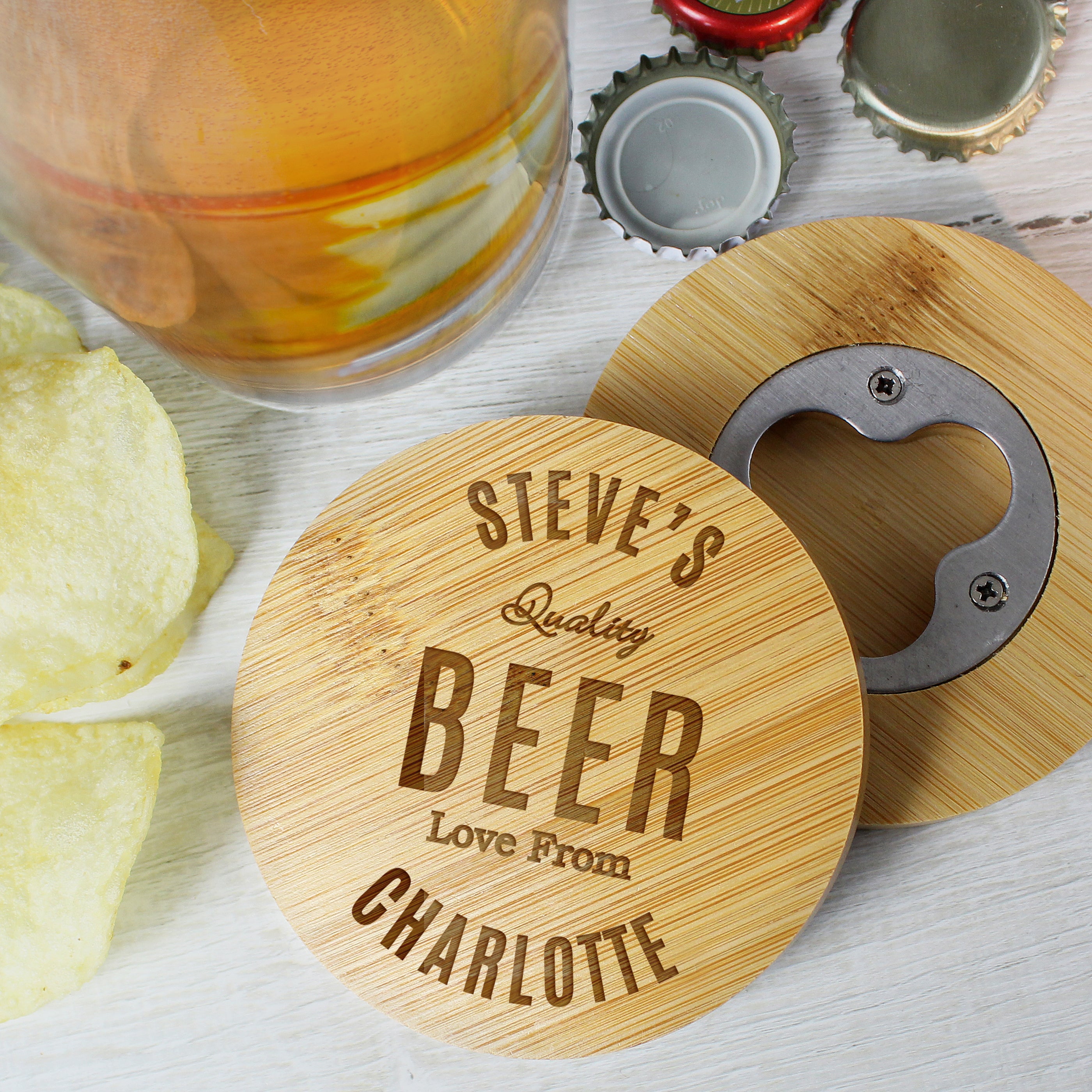 BAMBOO BOTTLE OPENER COASTER