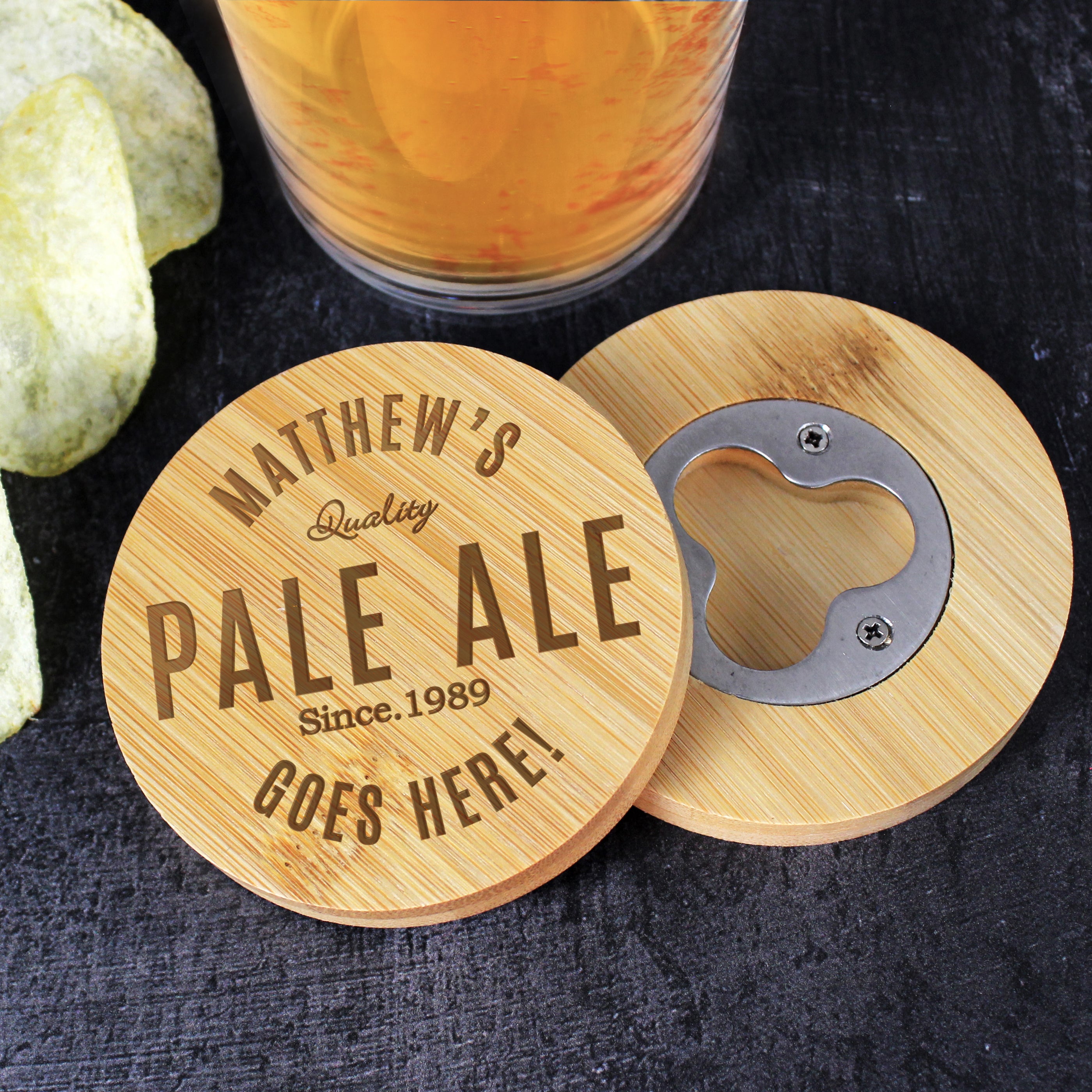 BAMBOO BOTTLE OPENER COASTER