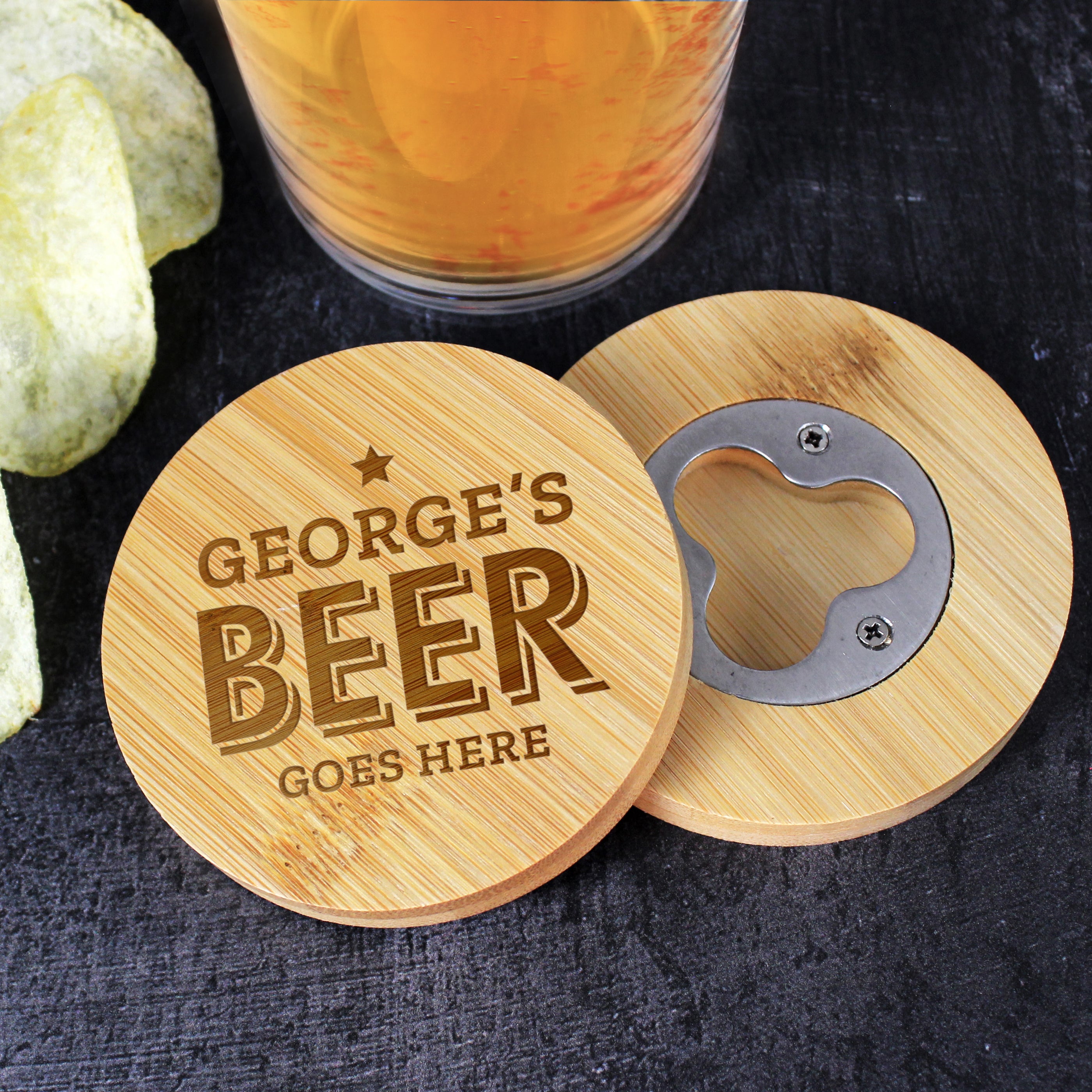 BAMBOO BOTTLE OPENER COASTER
