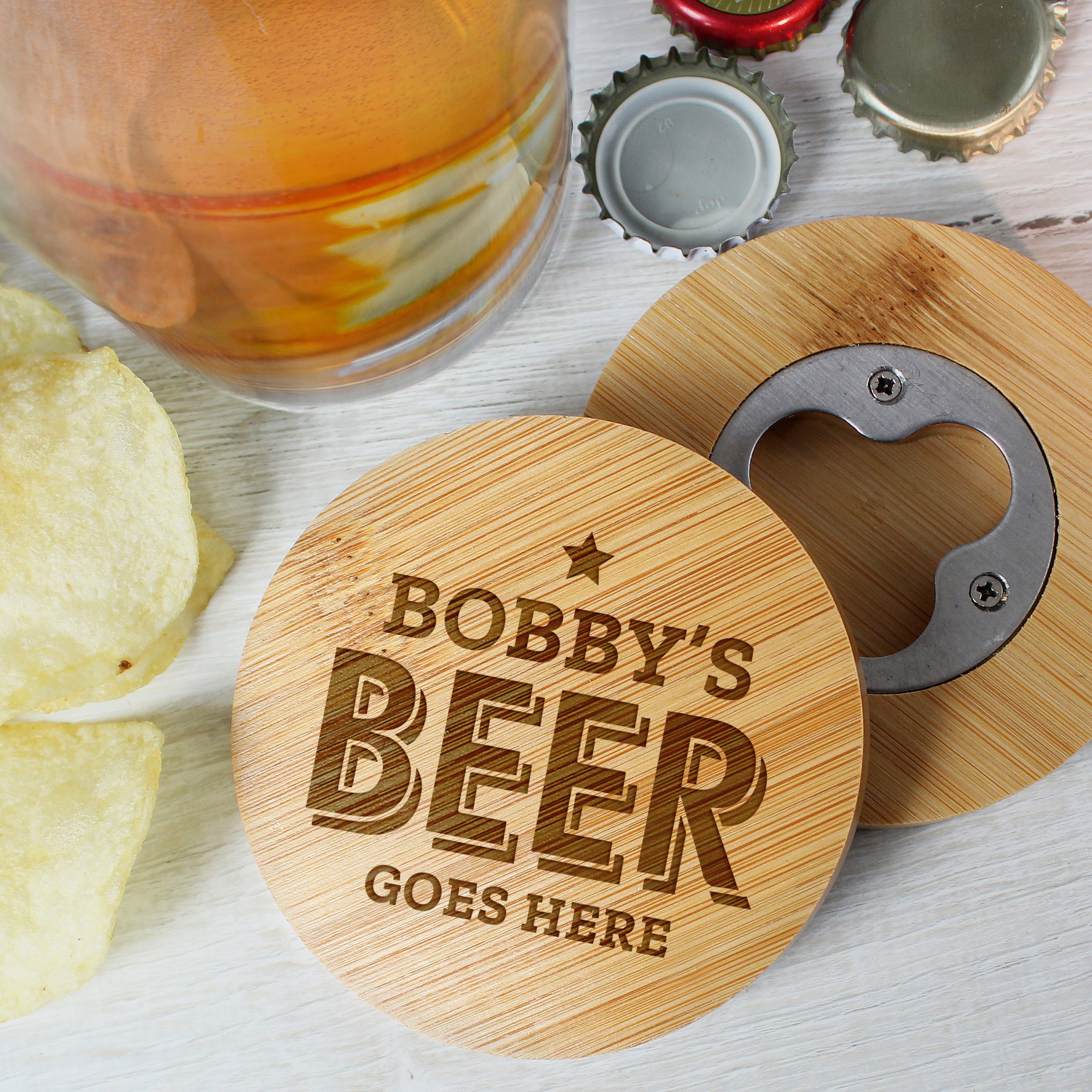 BAMBOO BOTTLE OPENER COASTER