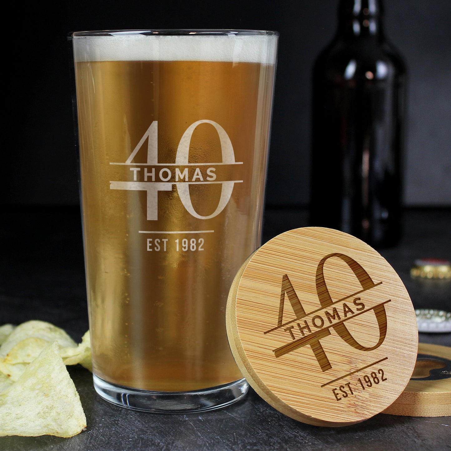 AGE BOTTLE OPENER COASTER & GLASS SET