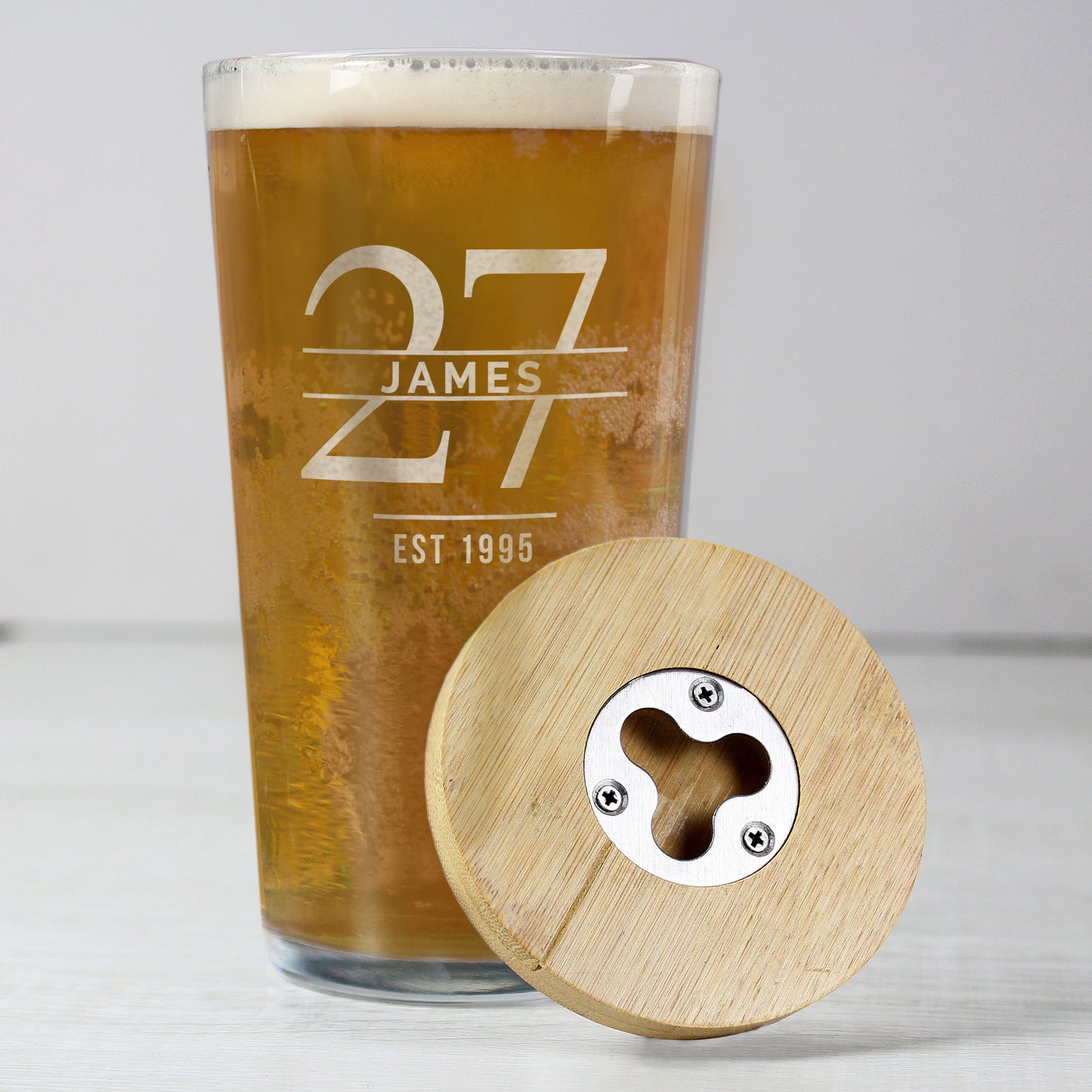 AGE BOTTLE OPENER COASTER & GLASS SET