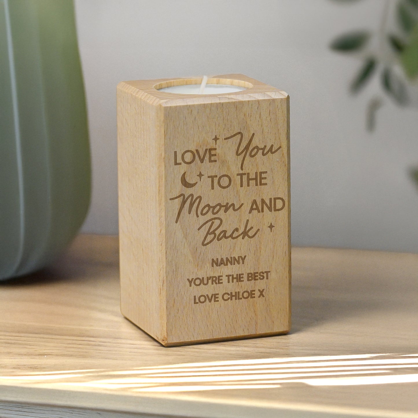 LOVE YOU WOODEN TEALIGHT HOLDER