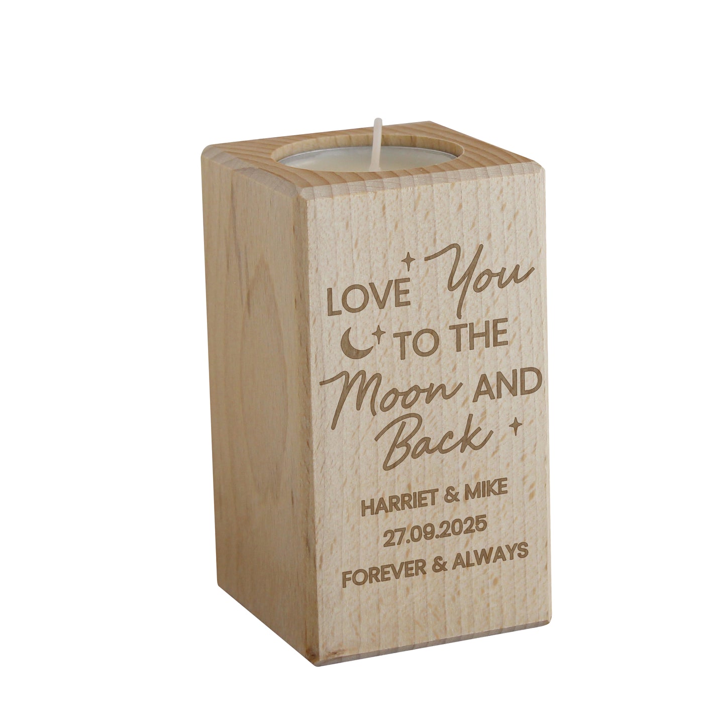 LOVE YOU WOODEN TEALIGHT HOLDER