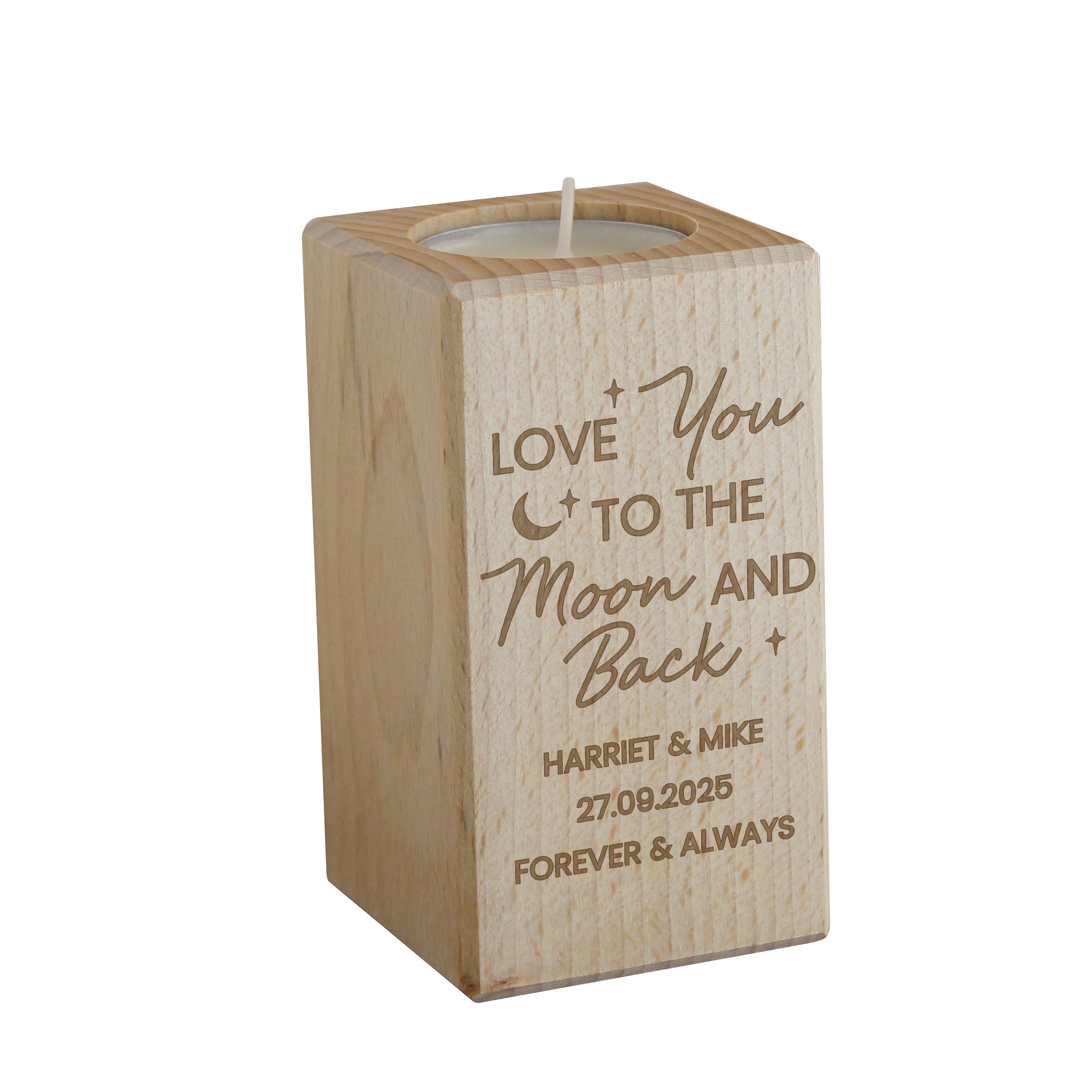 LOVE YOU WOODEN TEALIGHT HOLDER
