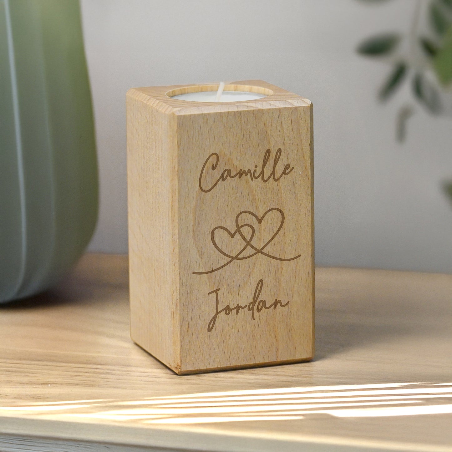 HEARTS WOODEN TEALIGHT HOLDER