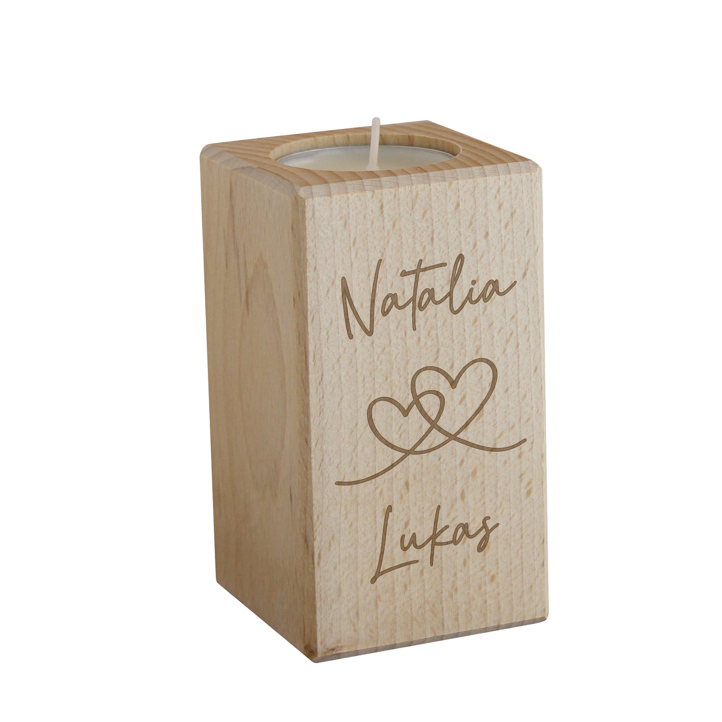 HEARTS WOODEN TEALIGHT HOLDER