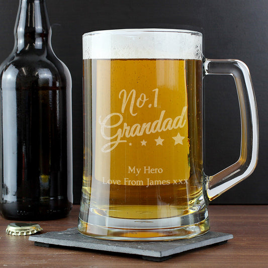 NO.1 GRANDAD GLASS PINT TANKARD