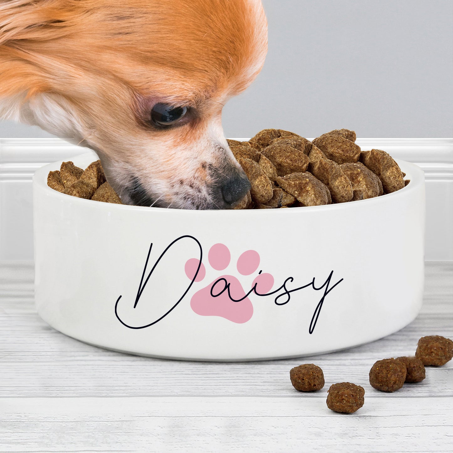 PINK PAW PRINT PET BOWL
