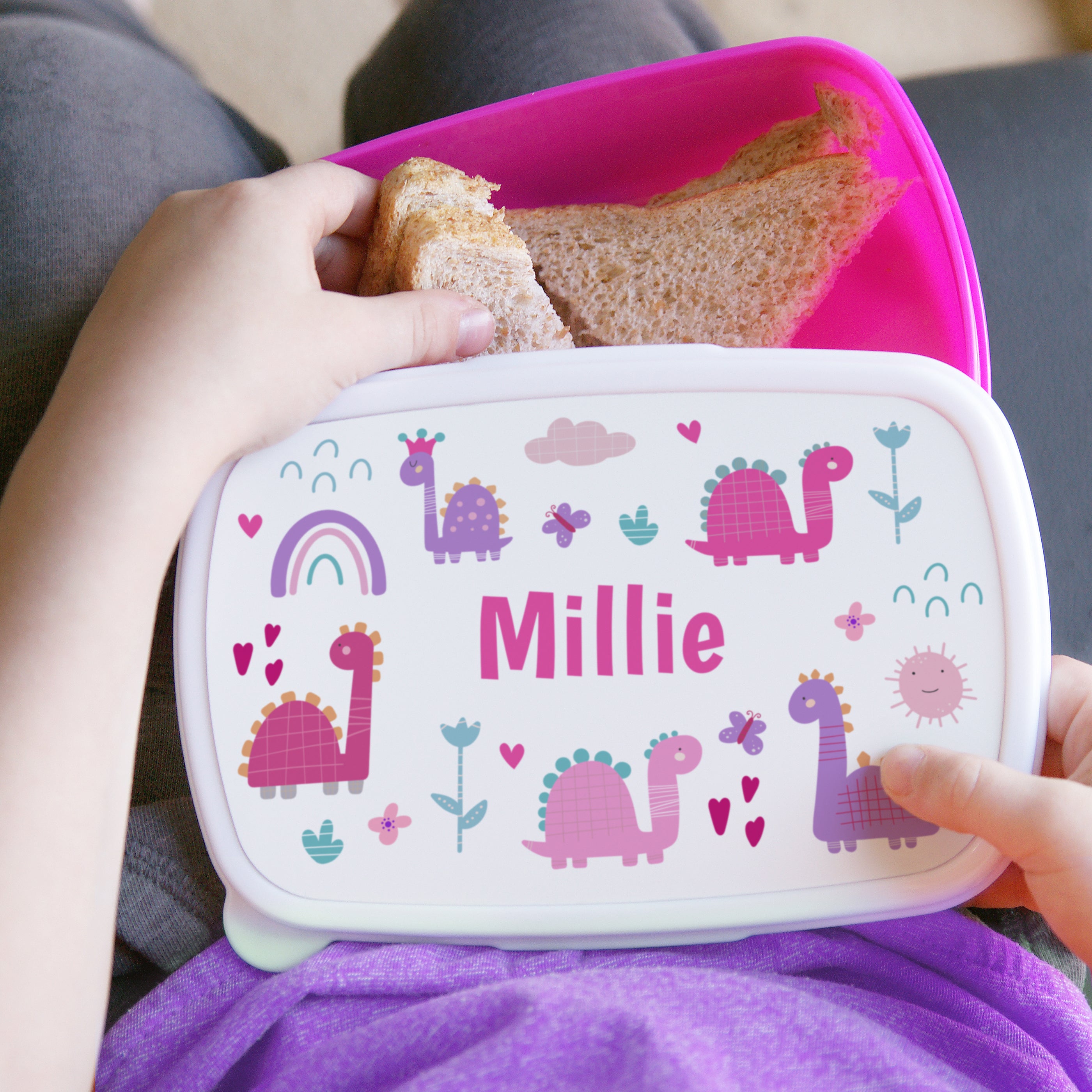 PINK DINOSAUR LUNCH BOX