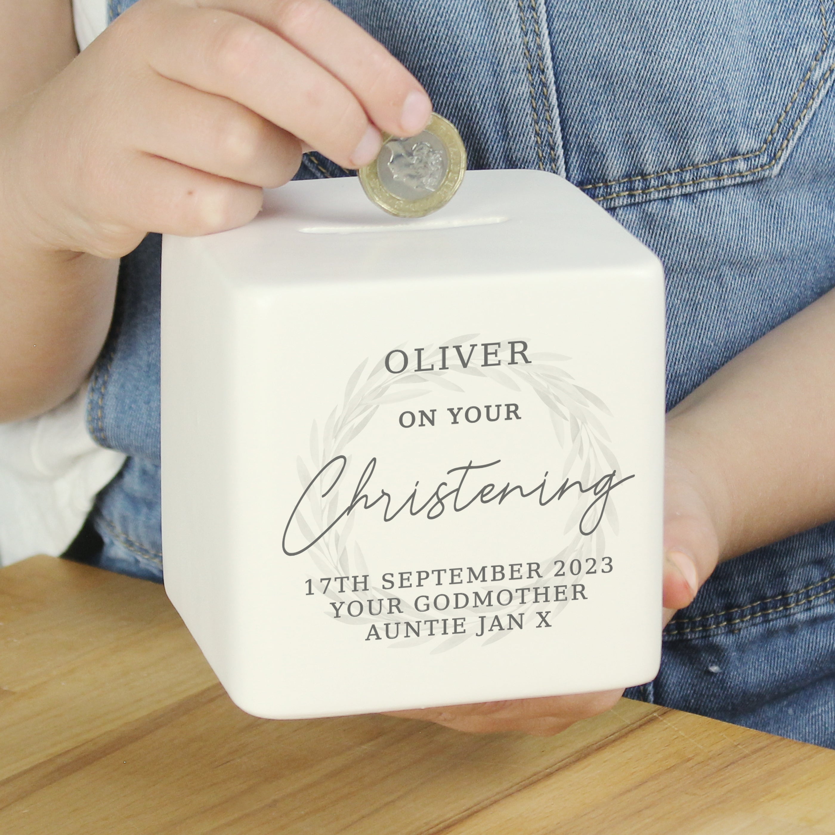 CHRISTENING CERAMIC MONEY BOX