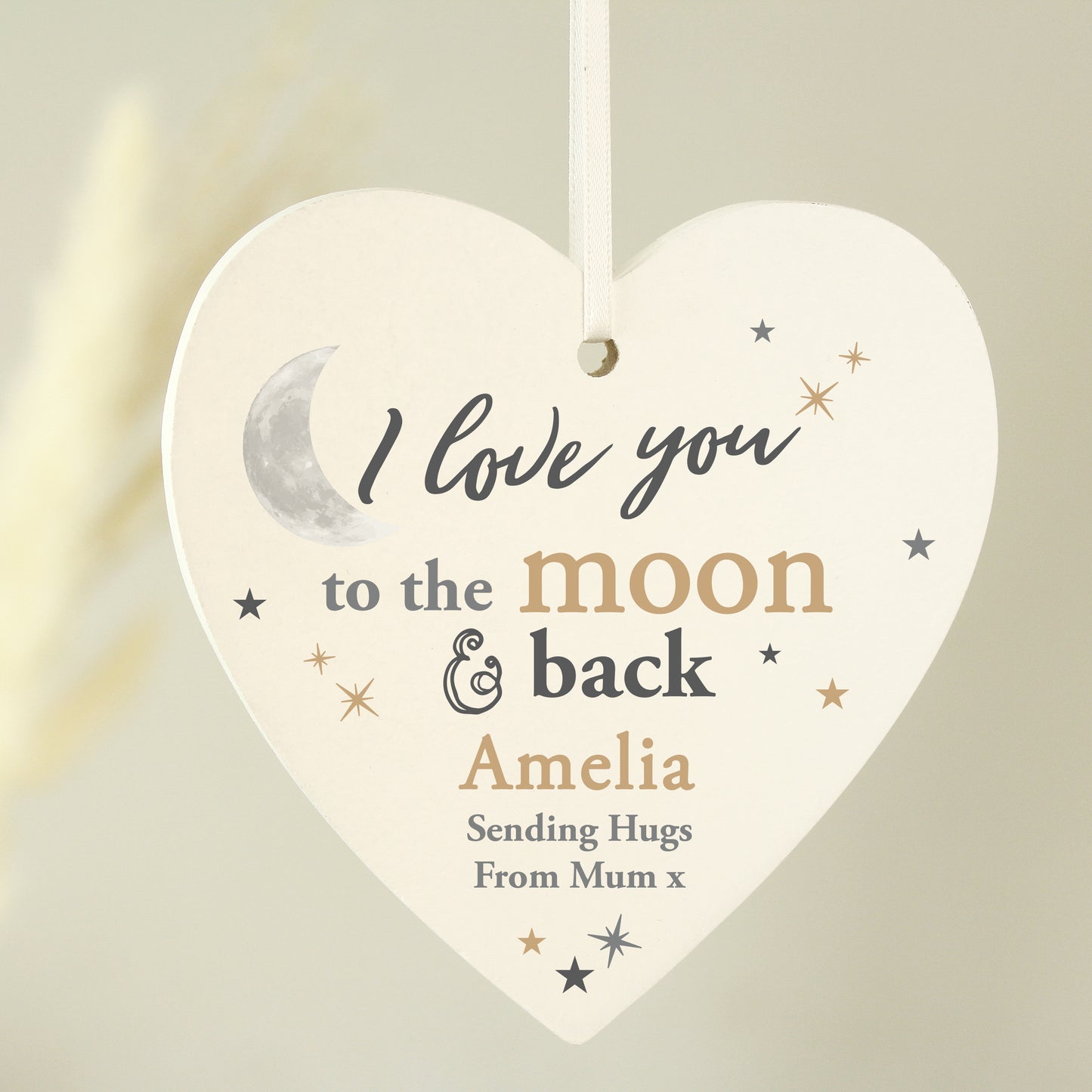 TO THE MOON & BACK WOODEN HEART
