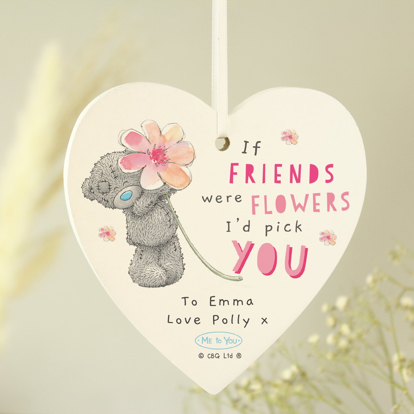 ME TO YOU FLOWERS WOODEN HEART
