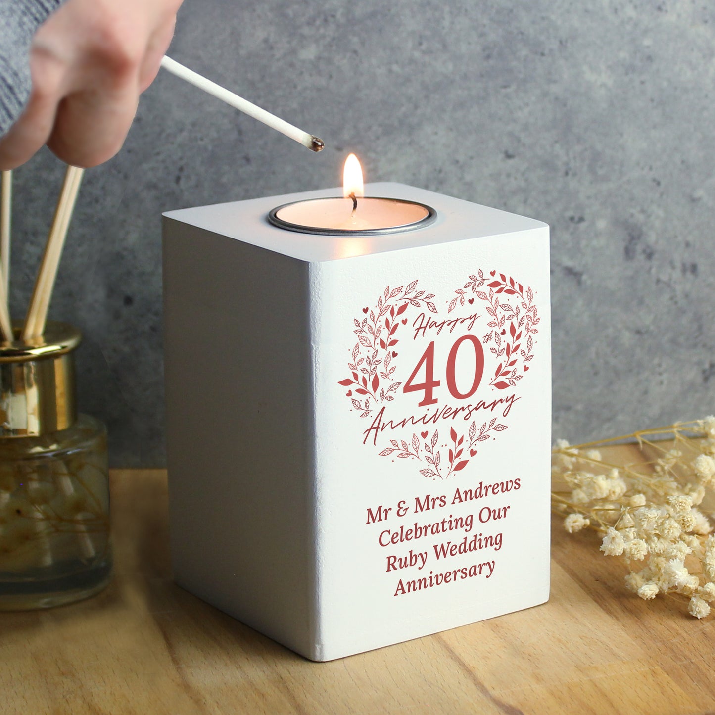 40TH RUBY ANNIVERSARY TEA LIGHT HOLDER