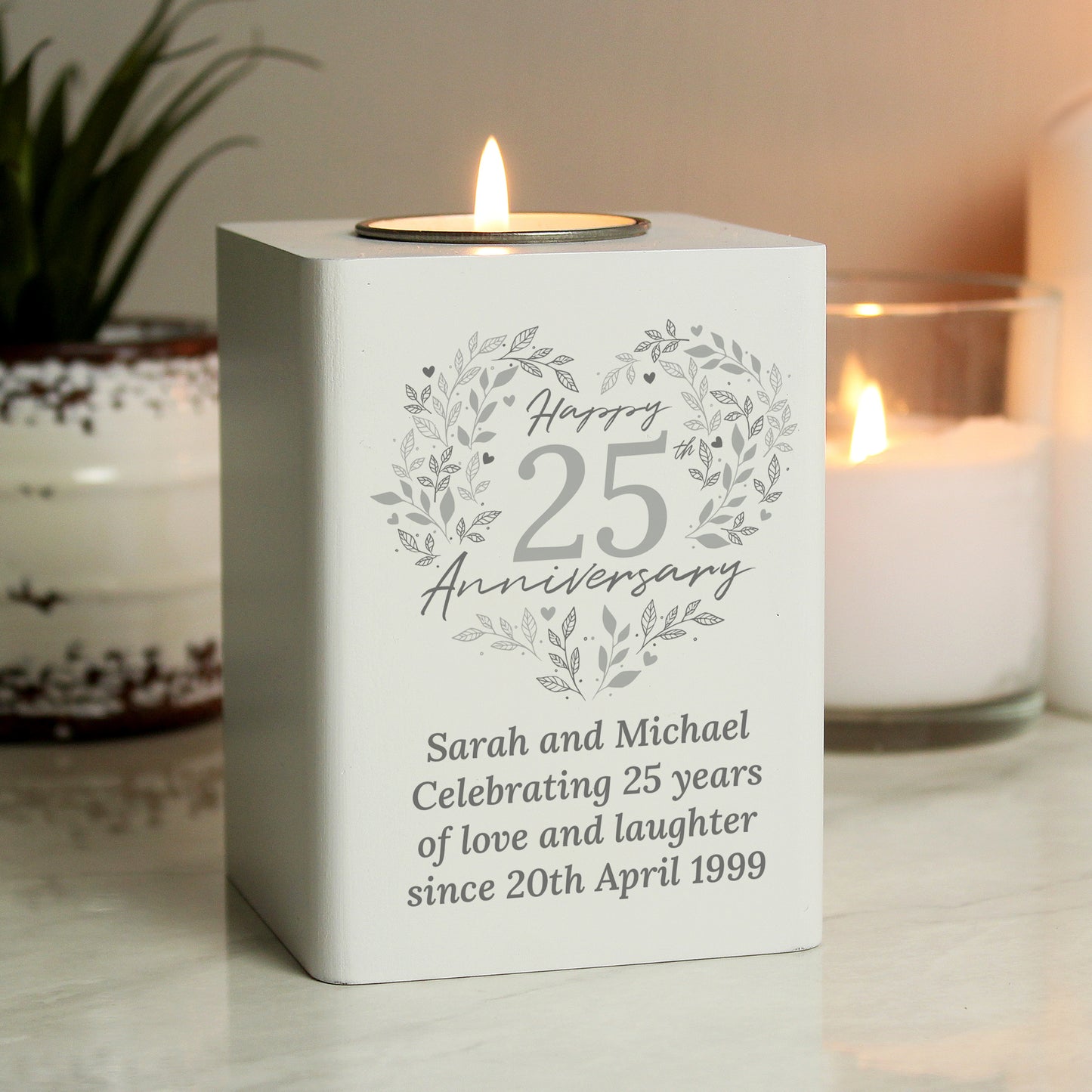 25TH SILVER ANNIVERSARY TEA LIGHT HOLDER