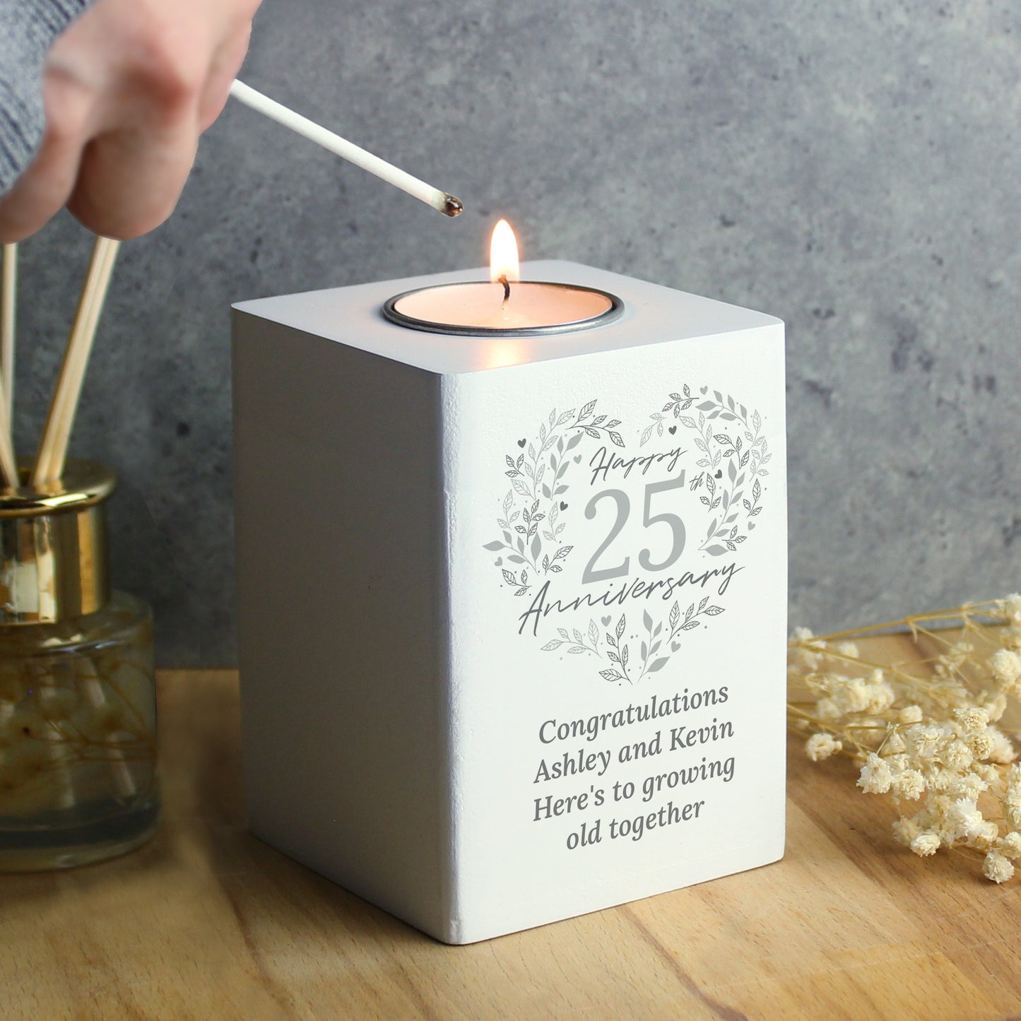 25TH SILVER ANNIVERSARY TEA LIGHT HOLDER