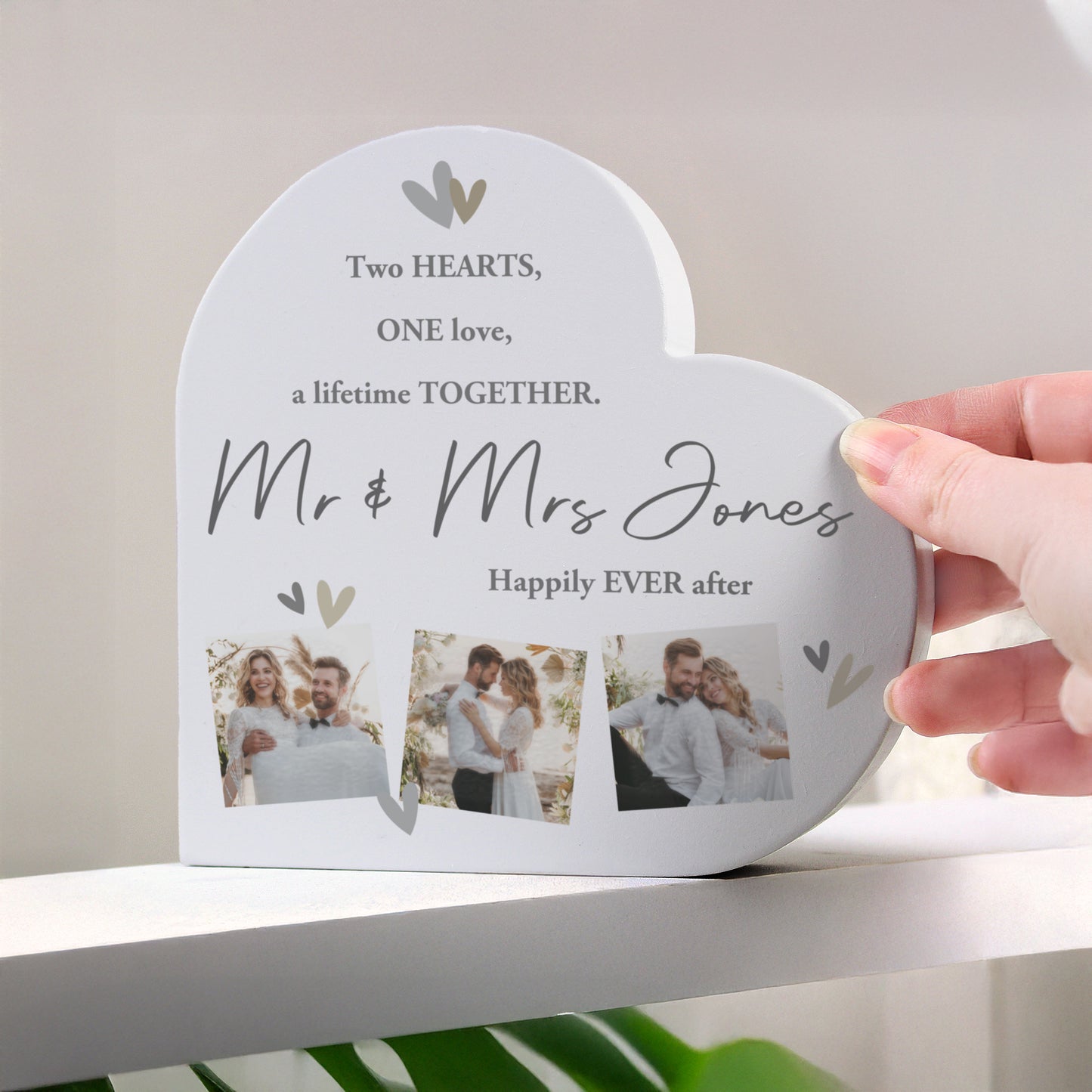 GREY PHOTO HEART ORNAMENT