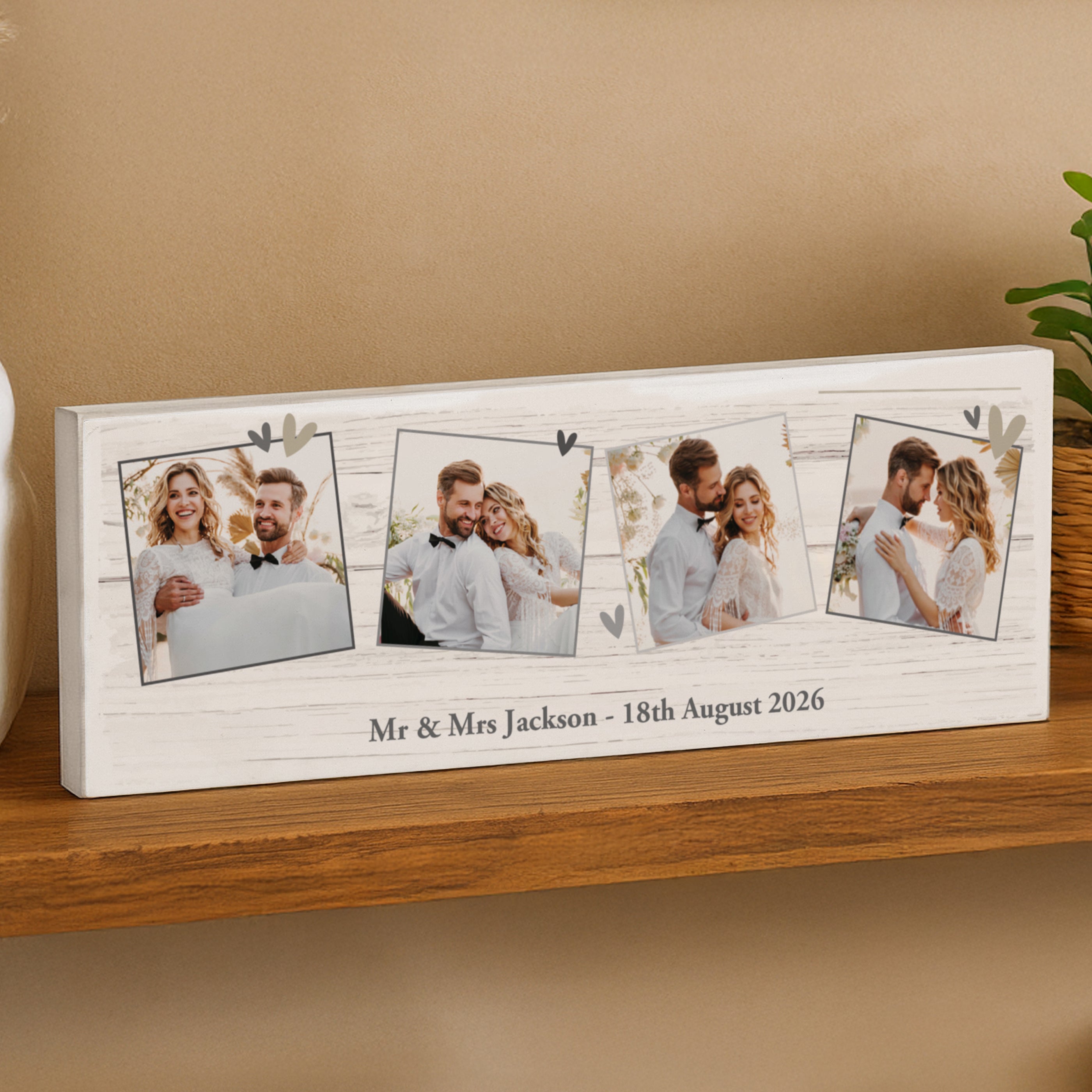 PERSONALISED HEARTS PHOTO MANTEL BLOCK