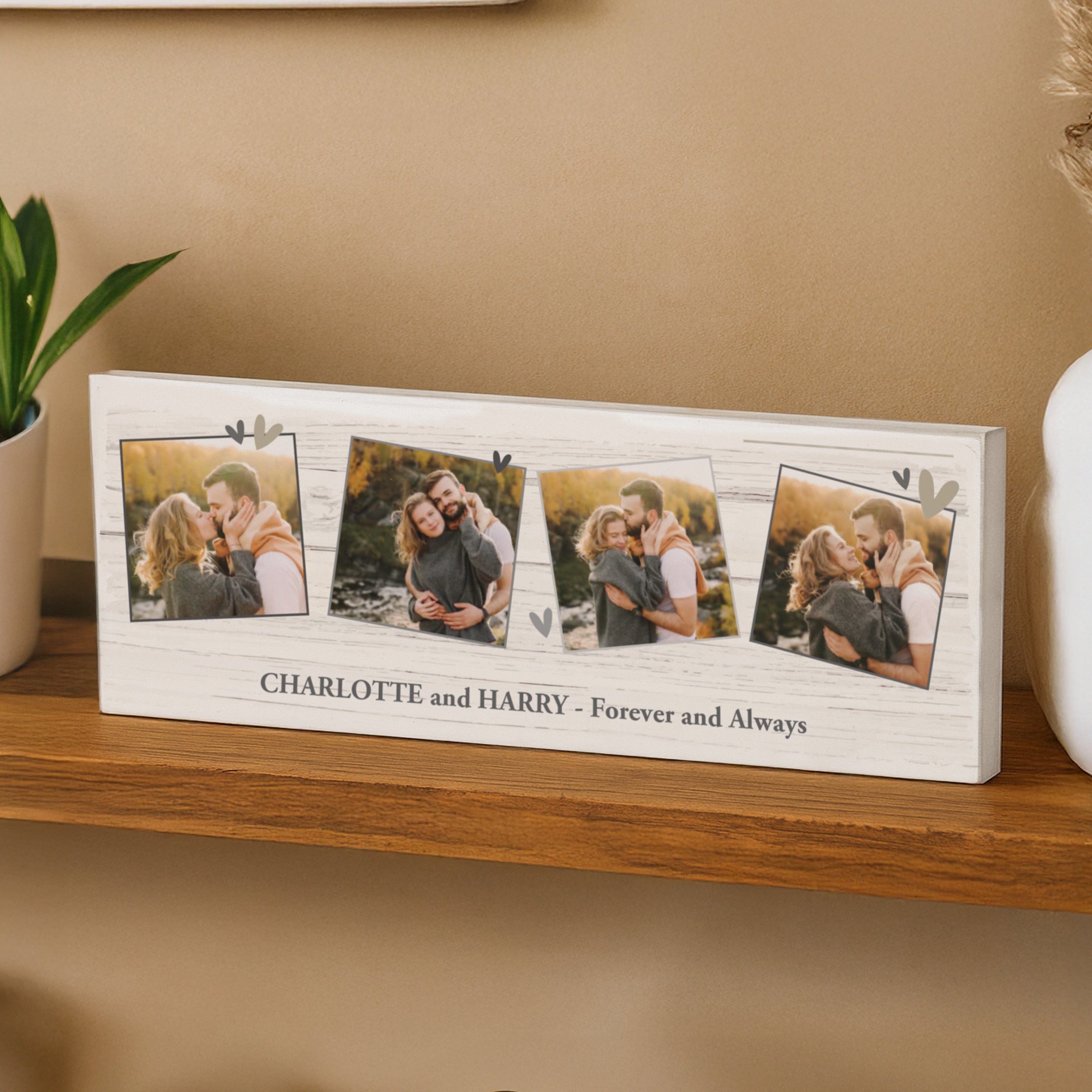 PERSONALISED HEARTS PHOTO MANTEL BLOCK