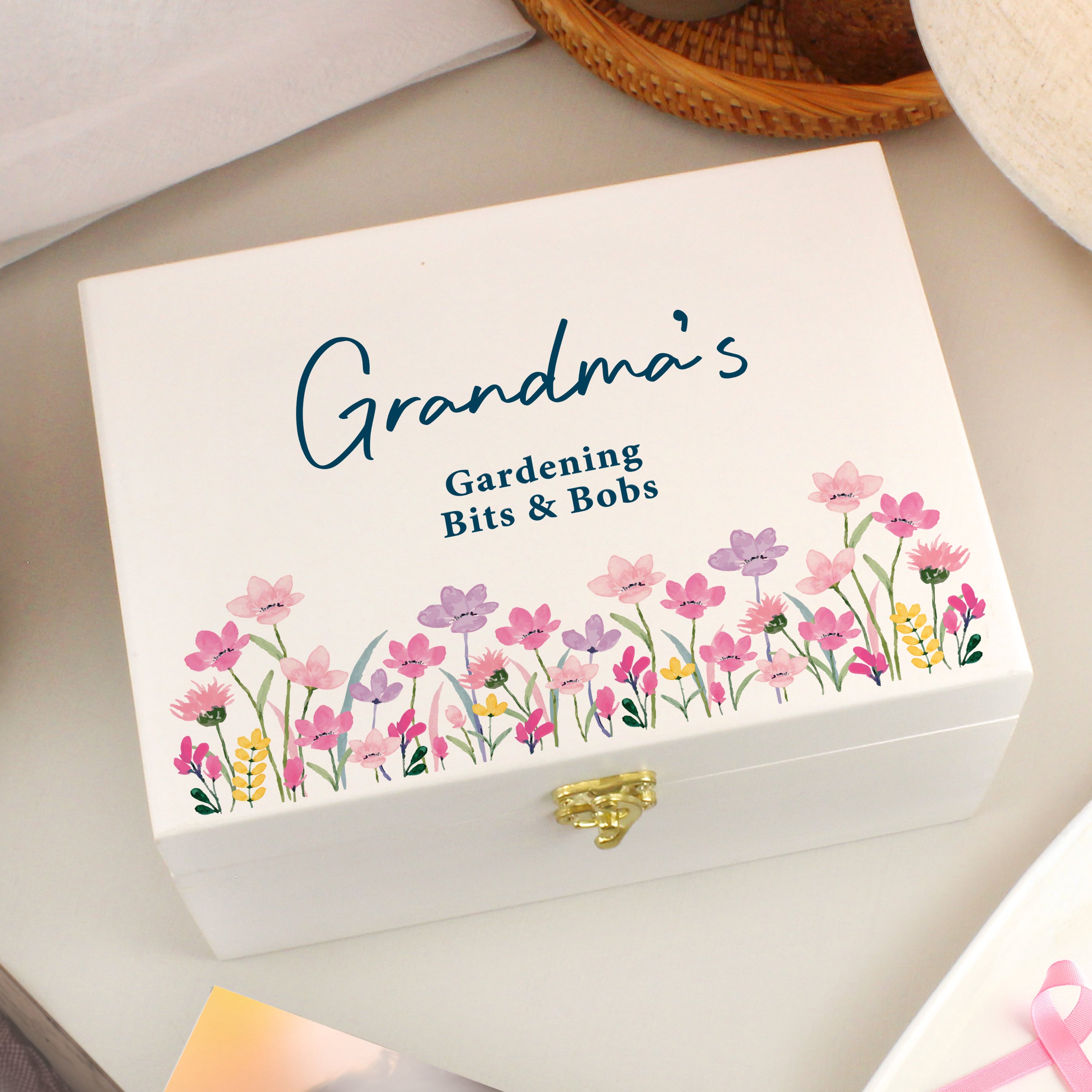 FLORAL WOODEN KEEPSAKE BOX