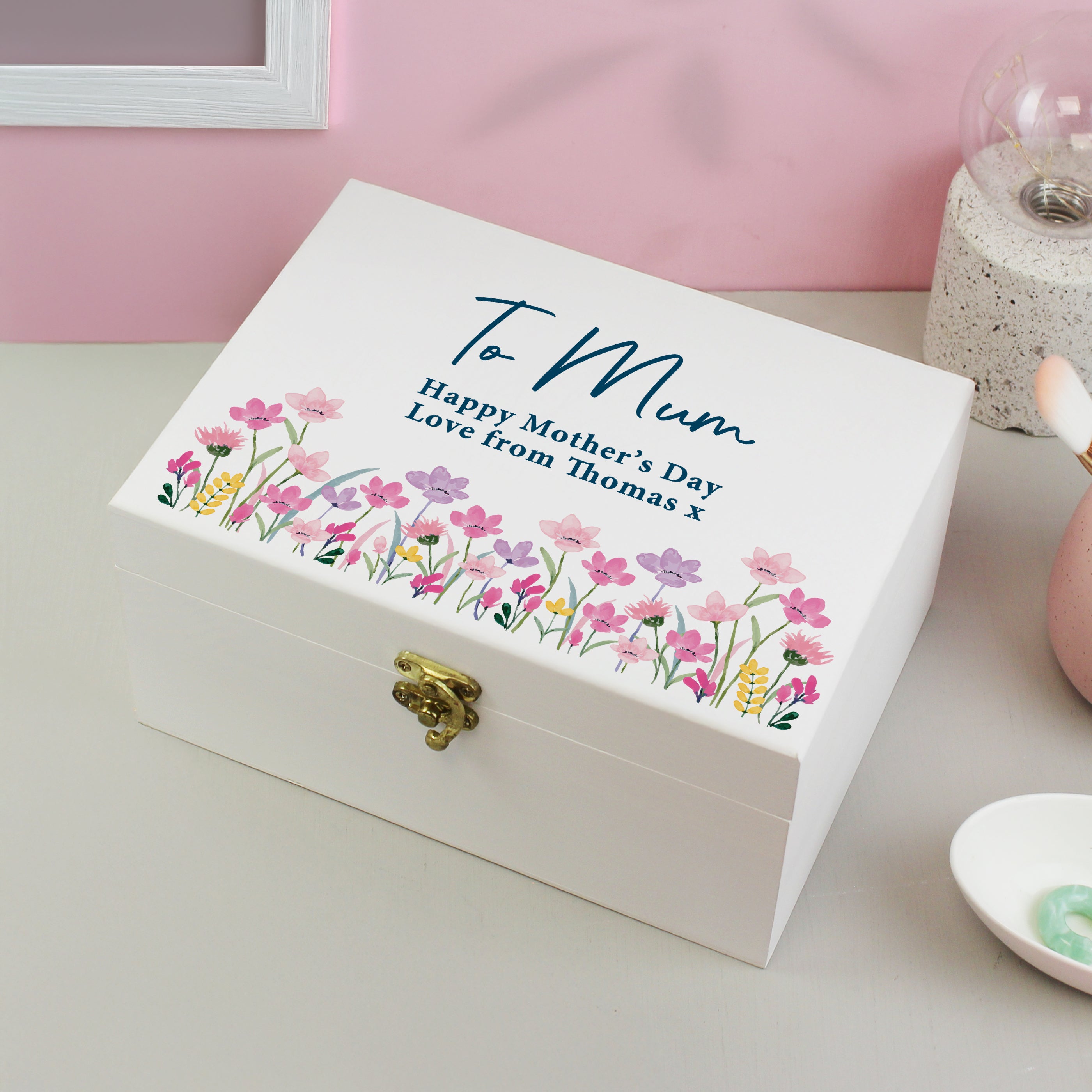 FLORAL WOODEN KEEPSAKE BOX