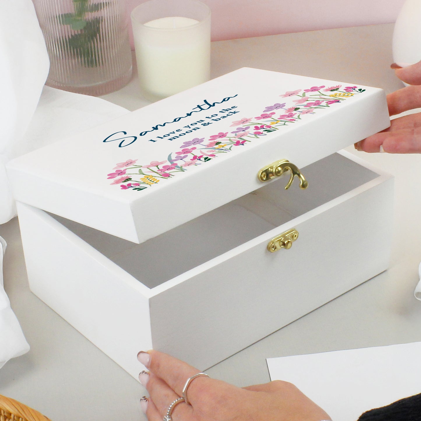 FLORAL WOODEN KEEPSAKE BOX