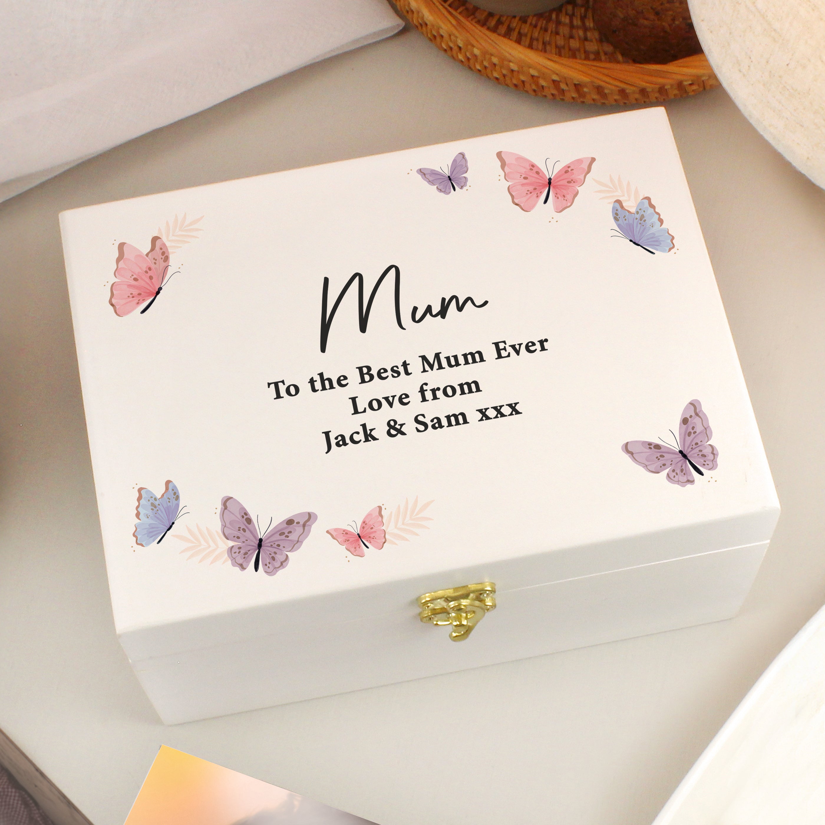BUTTERFLY WOODEN KEEPSAKE BOX