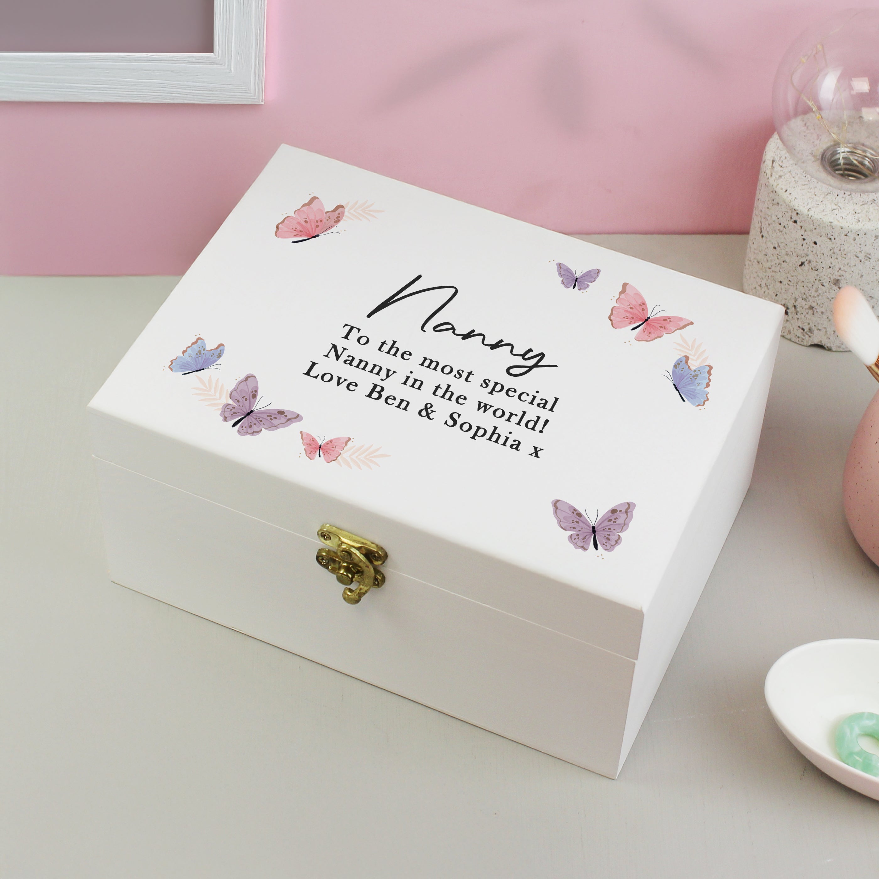 BUTTERFLY WOODEN KEEPSAKE BOX