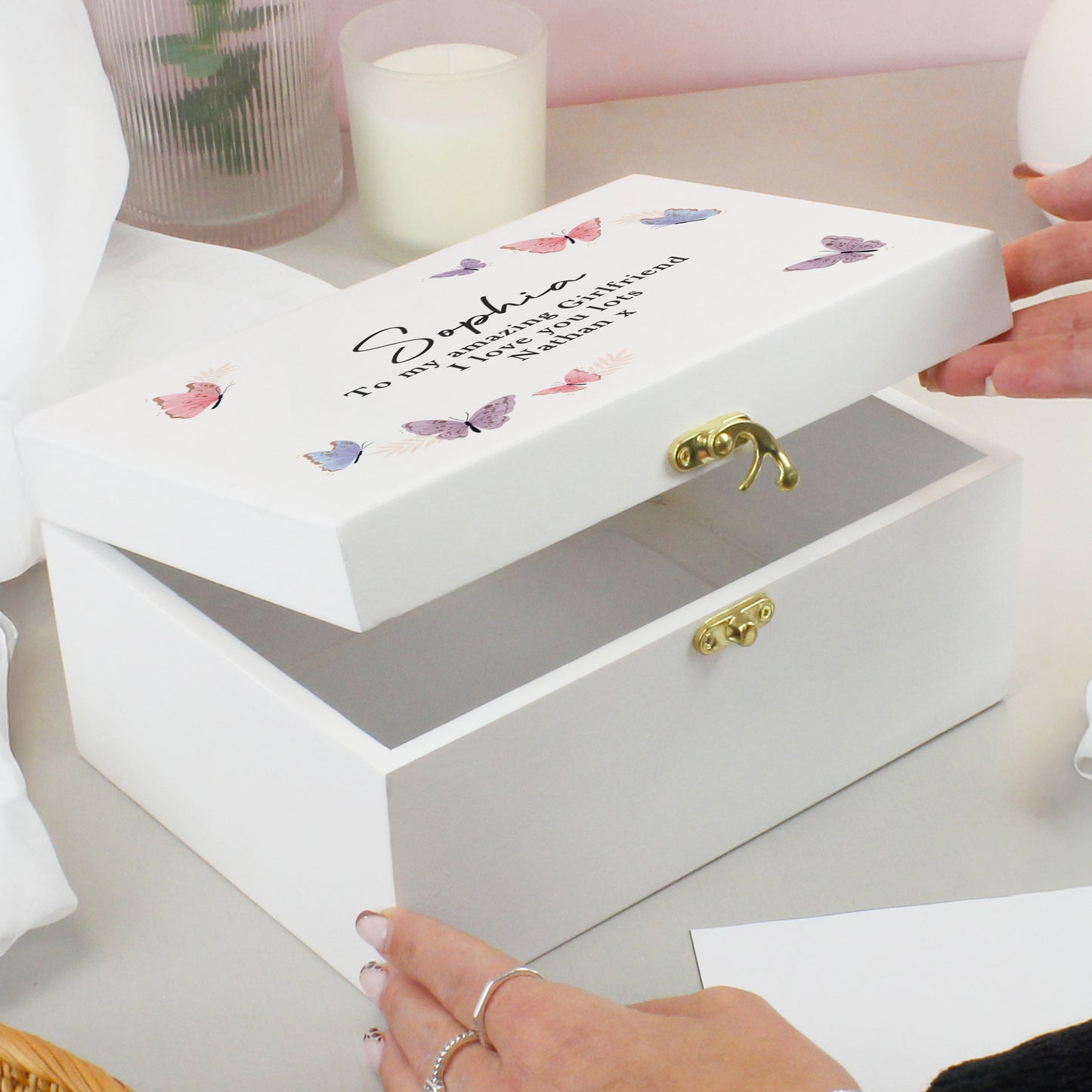 BUTTERFLY WOODEN KEEPSAKE BOX