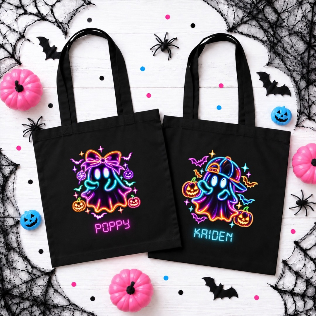 NEON HALLOWEEN TOTE BAGS