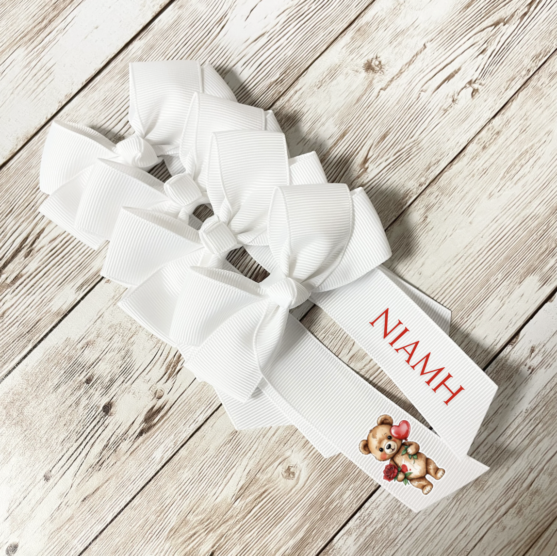 WHITE VALENTINES HAIR BOW