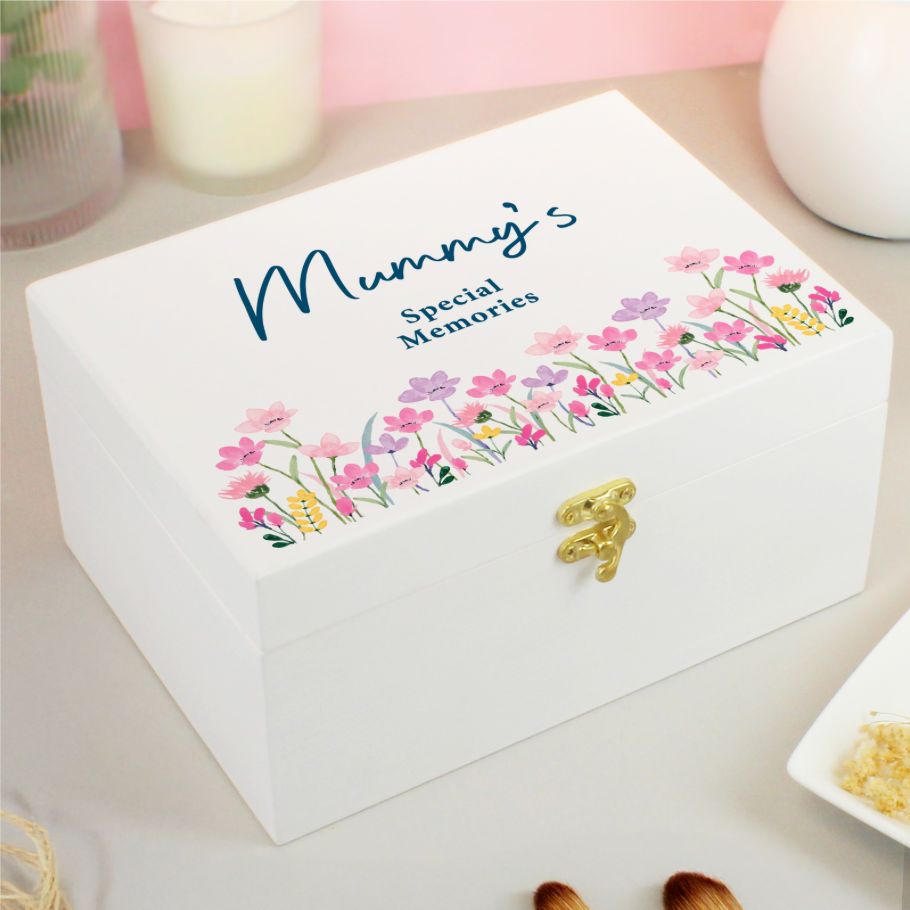 FLORAL WOODEN KEEPSAKE BOX