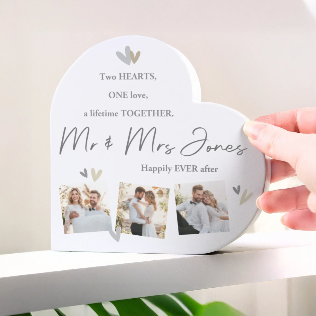 GREY PHOTO HEART ORNAMENT