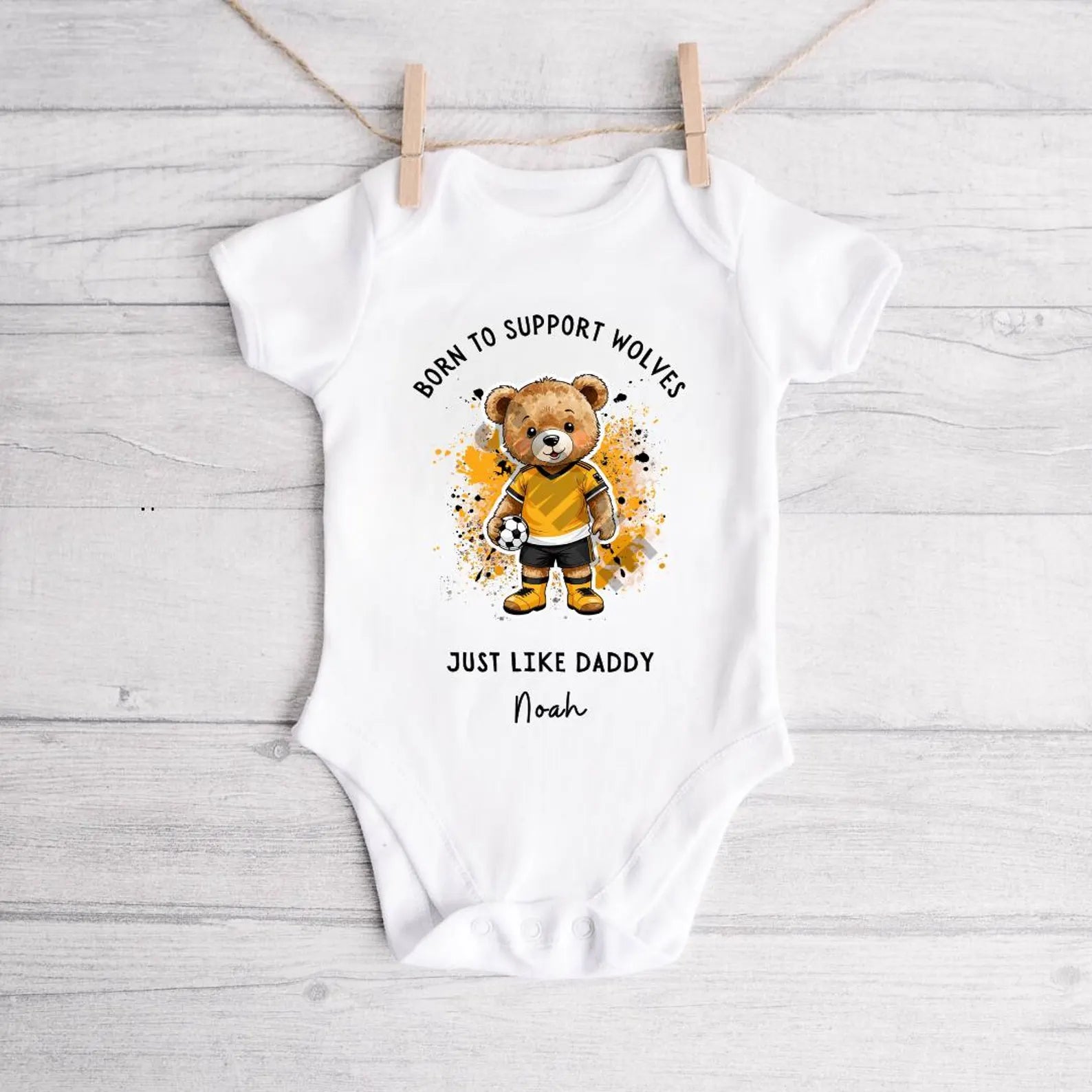 BORN TO SUPPORT WOLVES BABY VEST