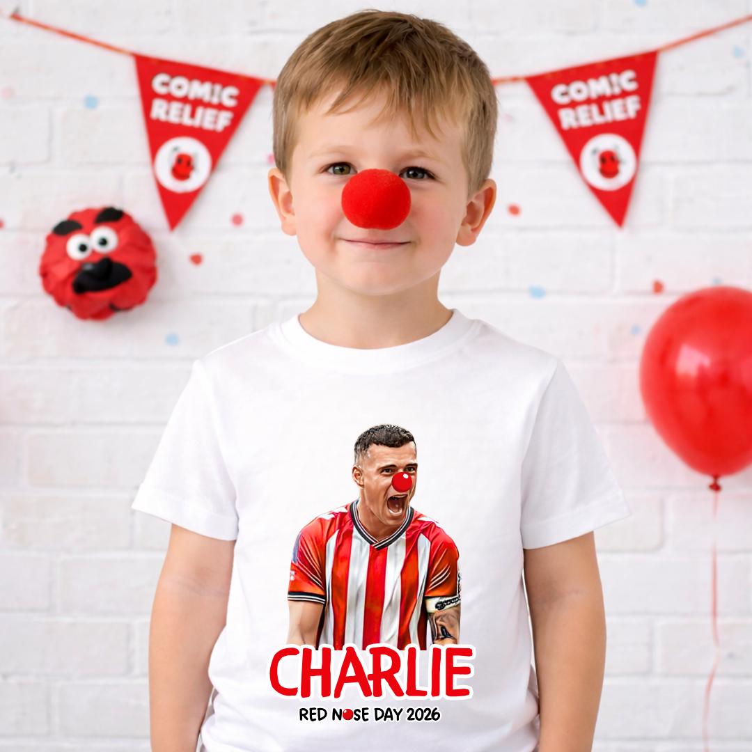 SUNDERLAND PLAYER RED NOSE DAY T-SHIRT