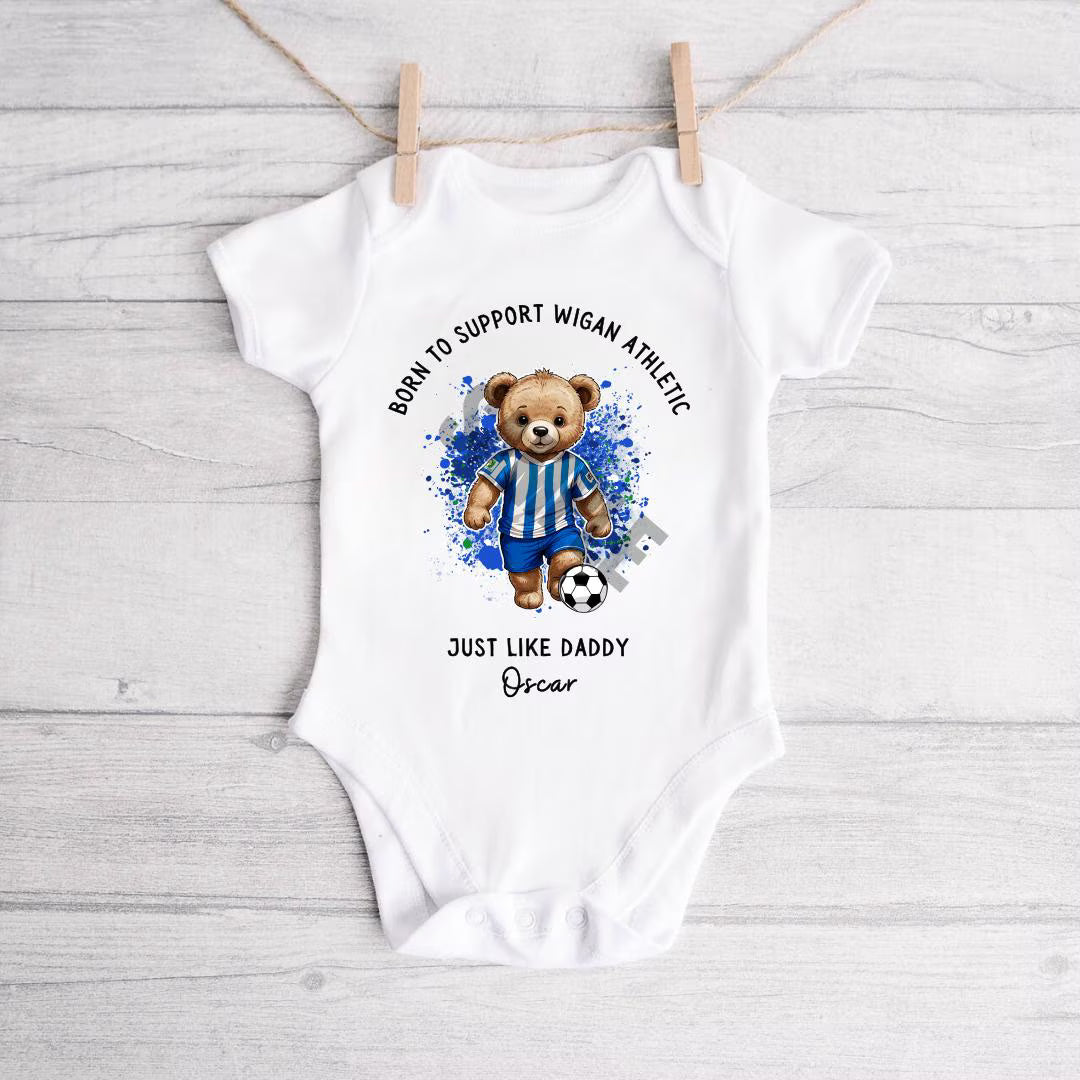 BORN TO SUPPORT WIGAN ATHLETIC BABY VEST