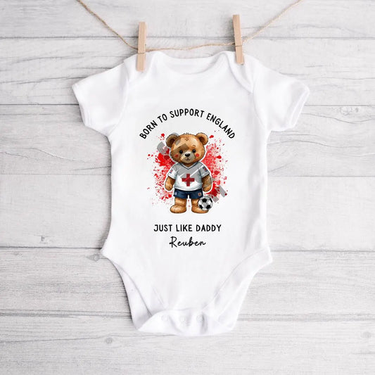 BORN TO SUPPORT ENGLAND BABY VEST