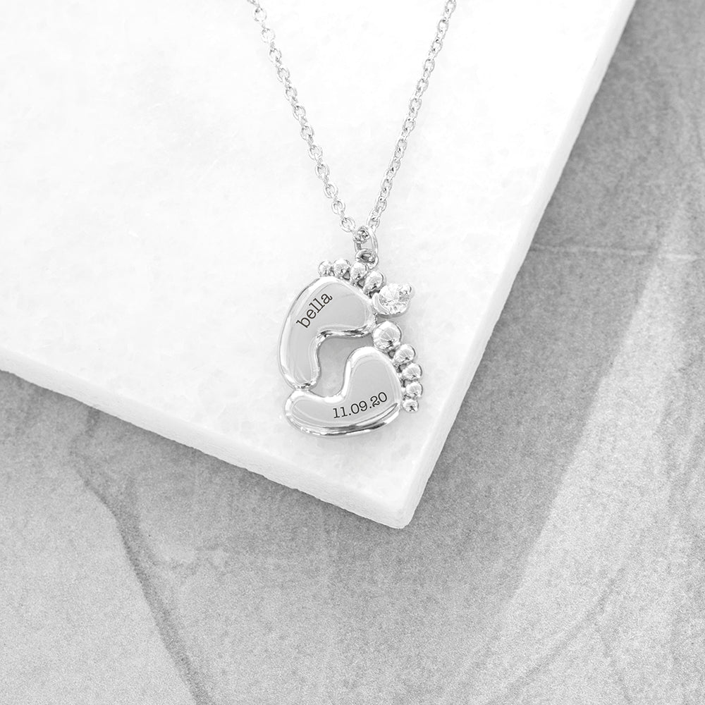 SILVER BABY FEET PLATED NECKLACE
