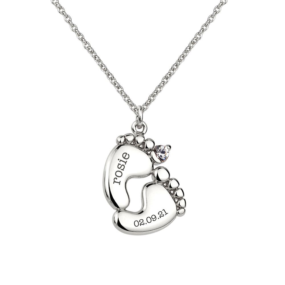 SILVER BABY FEET PLATED NECKLACE
