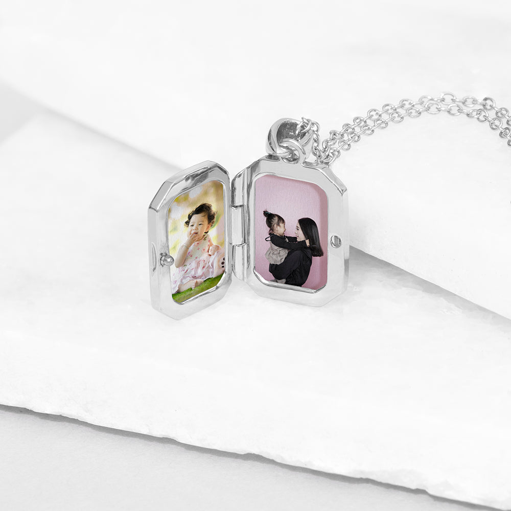 SILVER PHOTO LOCKET NECKLACE