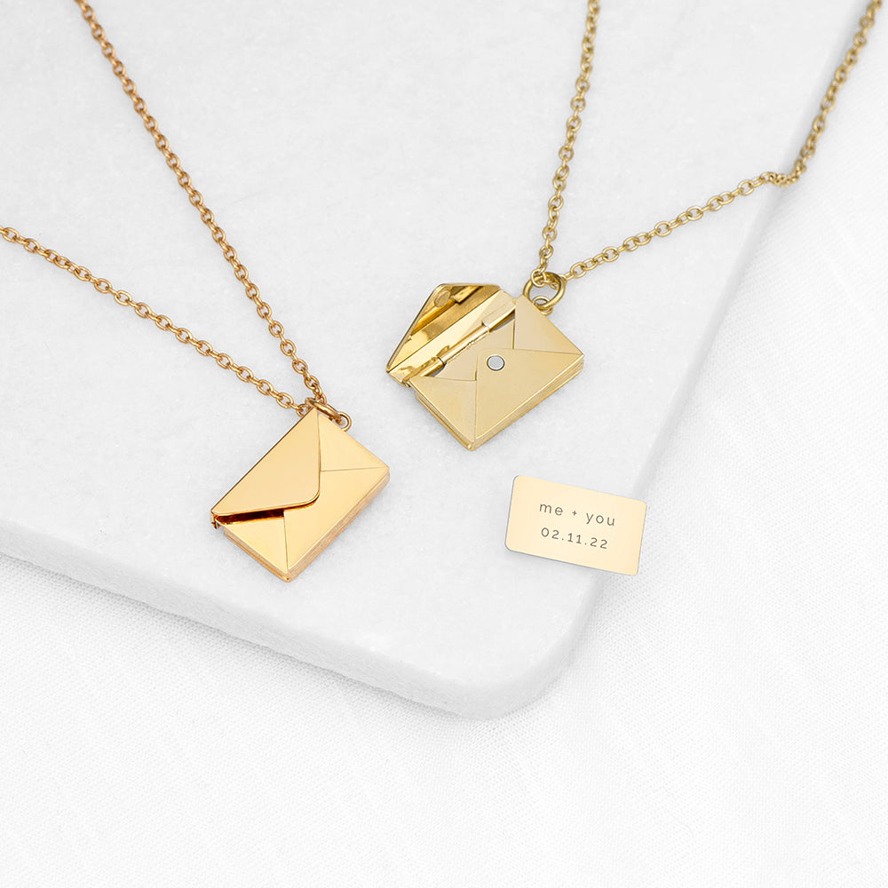 GOLD SECRET MESSAGE ENVELOPE NECKLACE
