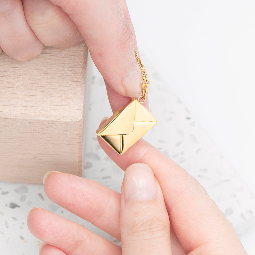 GOLD SECRET MESSAGE ENVELOPE NECKLACE